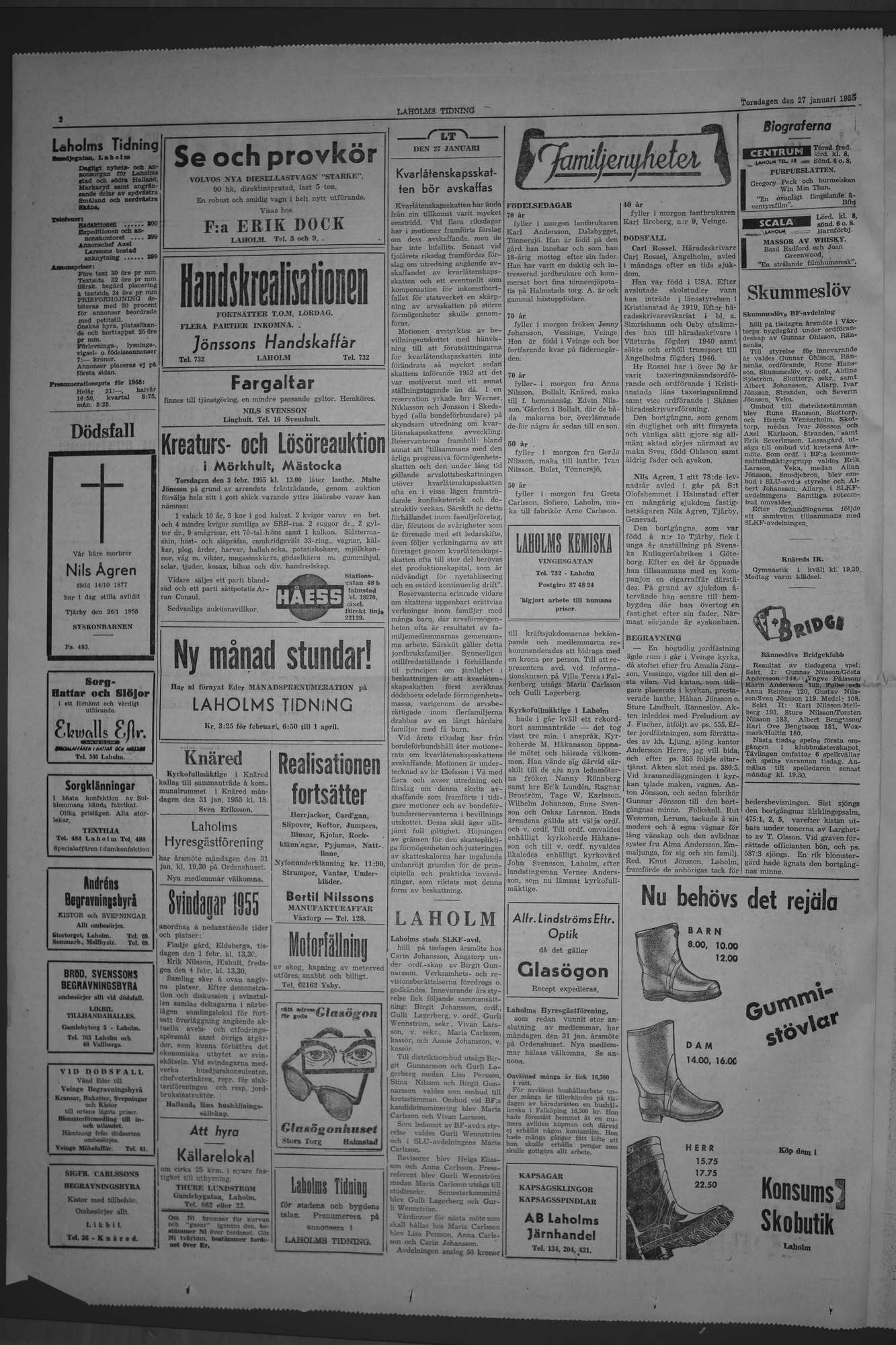 Laholms Tidning Torsdag 27 januari 1955, sida 2