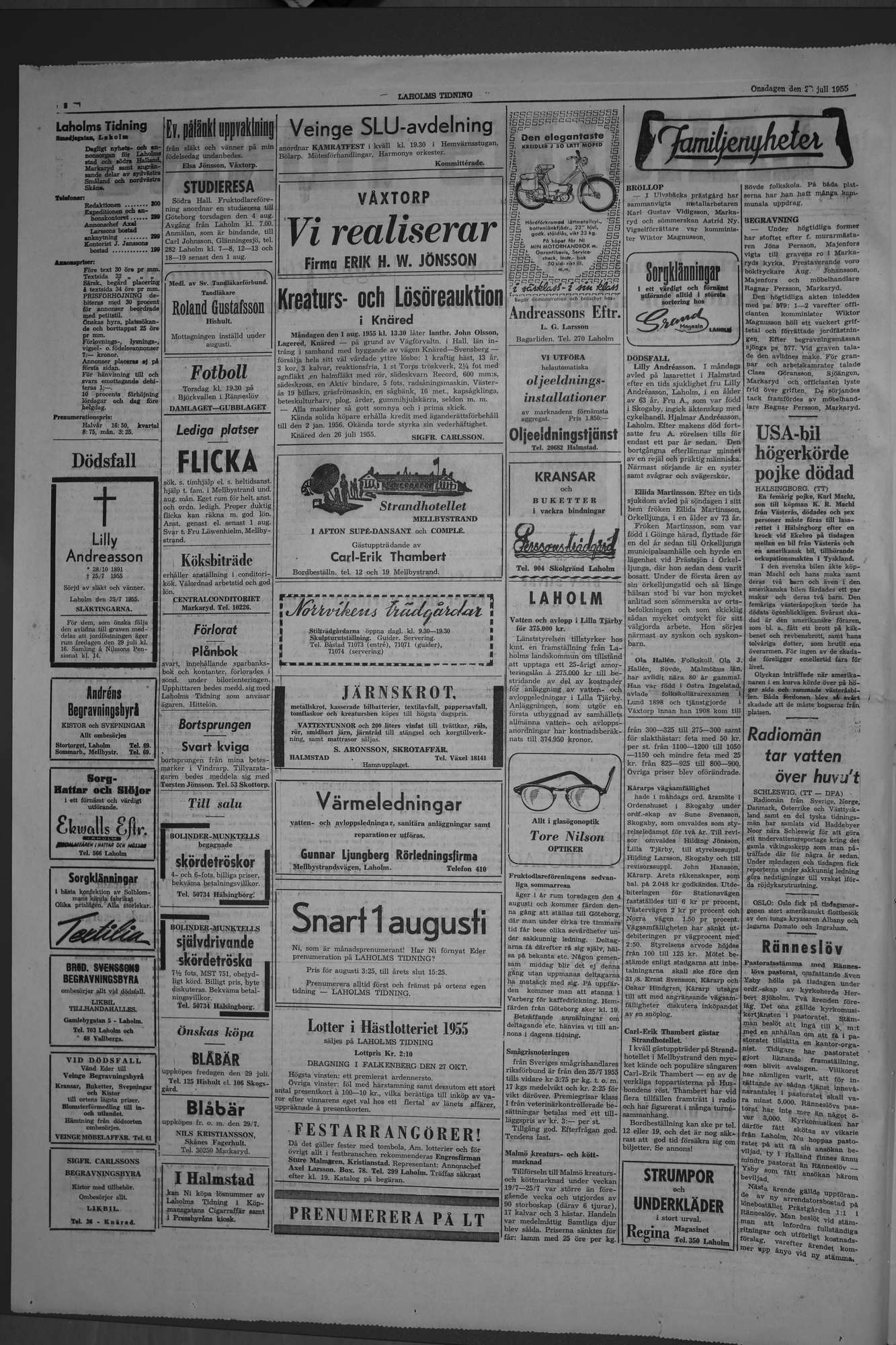 Laholms Tidning Onsdag 27 juli 1955, sida 2