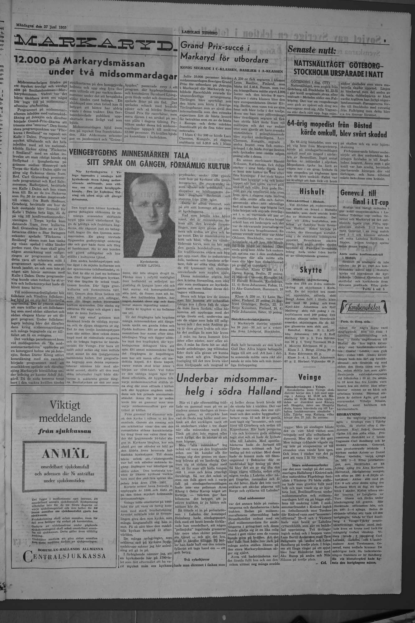 Laholms Tidning Måndag 27 juni 1955, sida 3