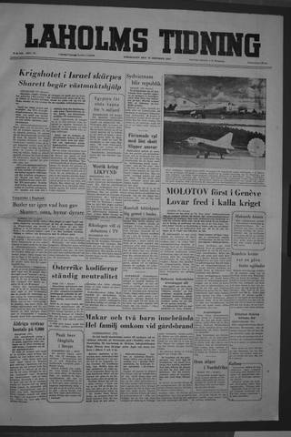 Förstasidan, Torsdag 27 oktober 1955