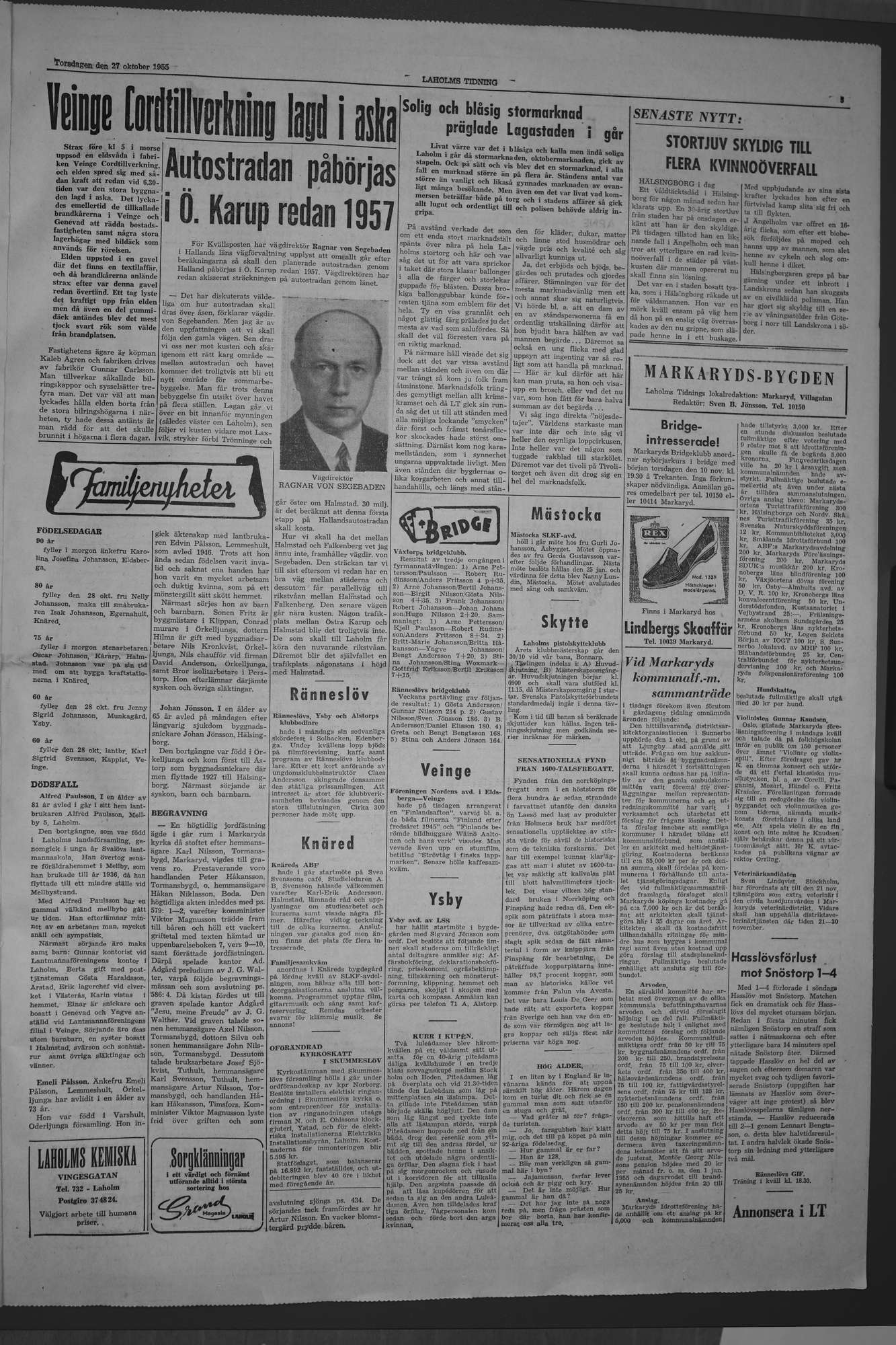 Laholms Tidning Torsdag 27 oktober 1955, sida 3