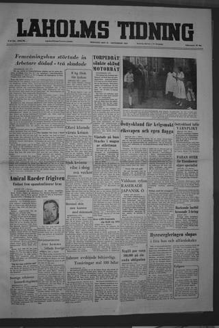 Förstasidan, Tisdag 27 september 1955