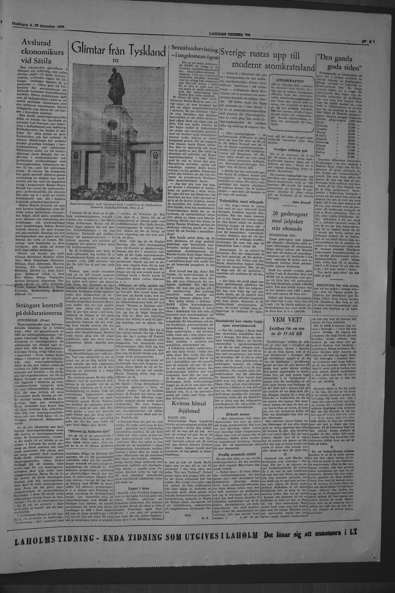 Laholms Tidning Onsdag 28 december 1955, sida 7