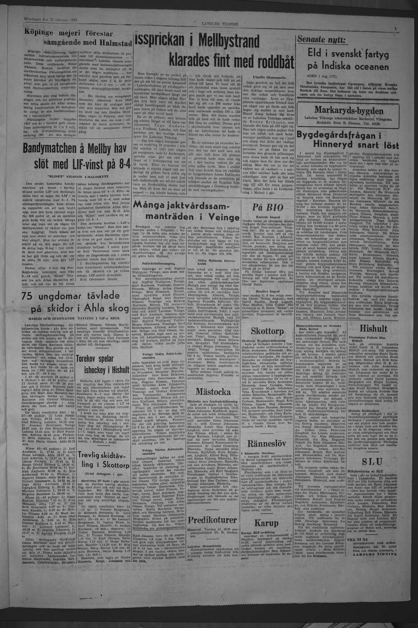 Laholms Tidning Måndag 28 februari 1955, sida 3