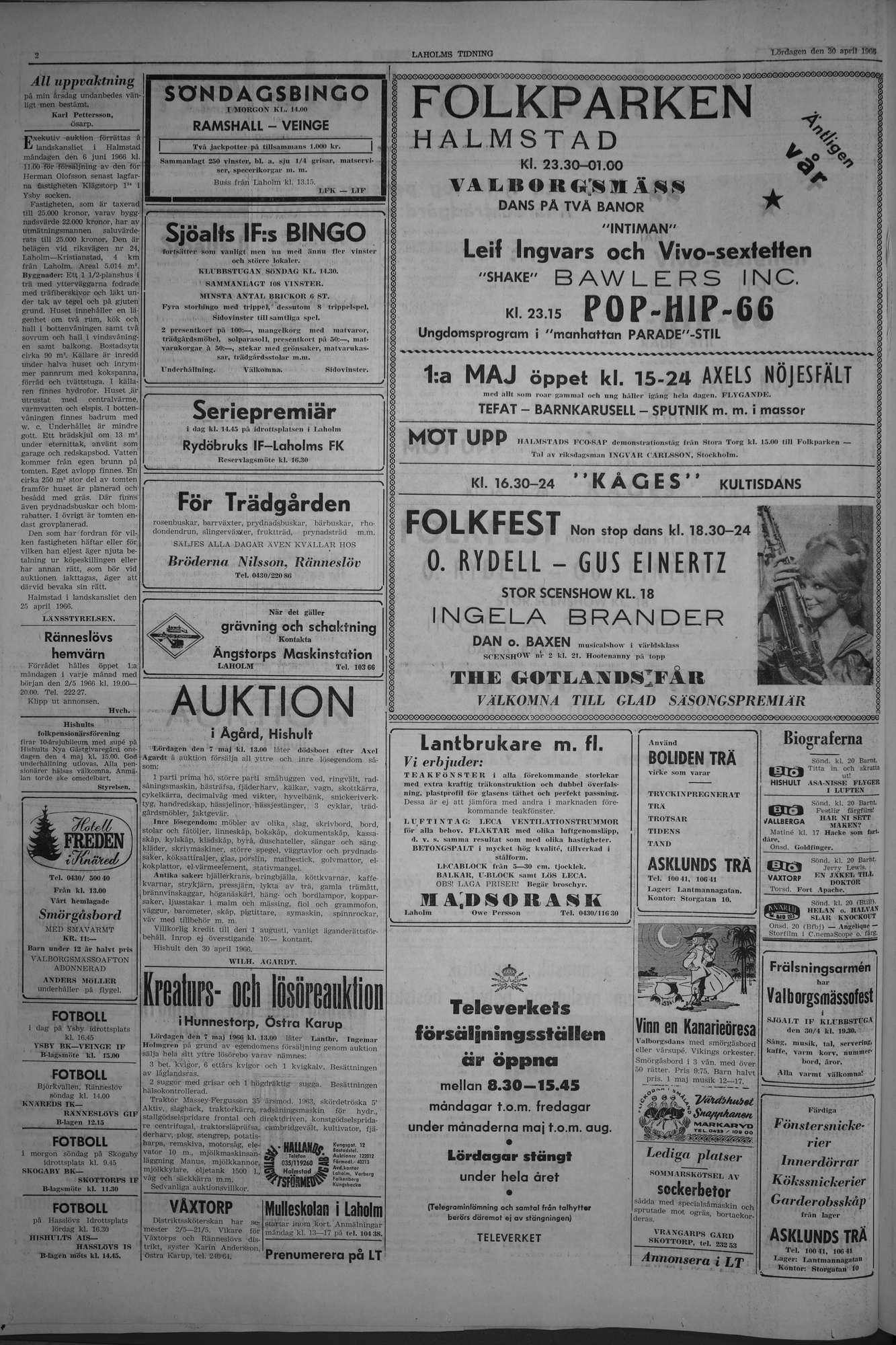 Laholms Tidning Lördag 30 april 1966, sida 2