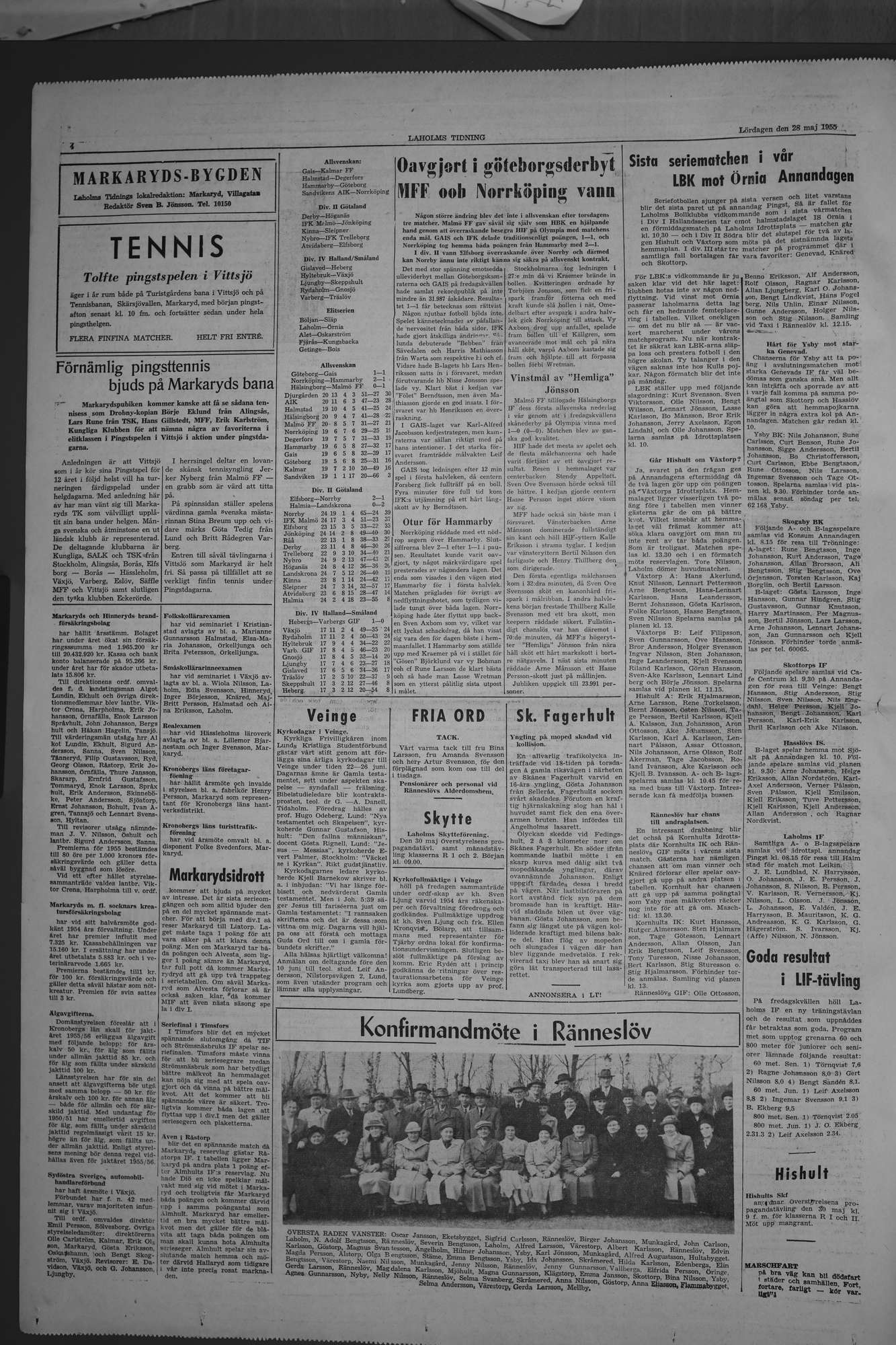 Laholms Tidning Lördag 28 maj 1955, sida 4