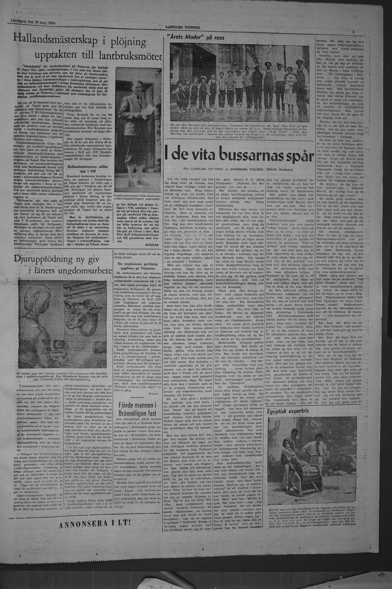 Laholms Tidning Lördag 28 maj 1955, sida 5