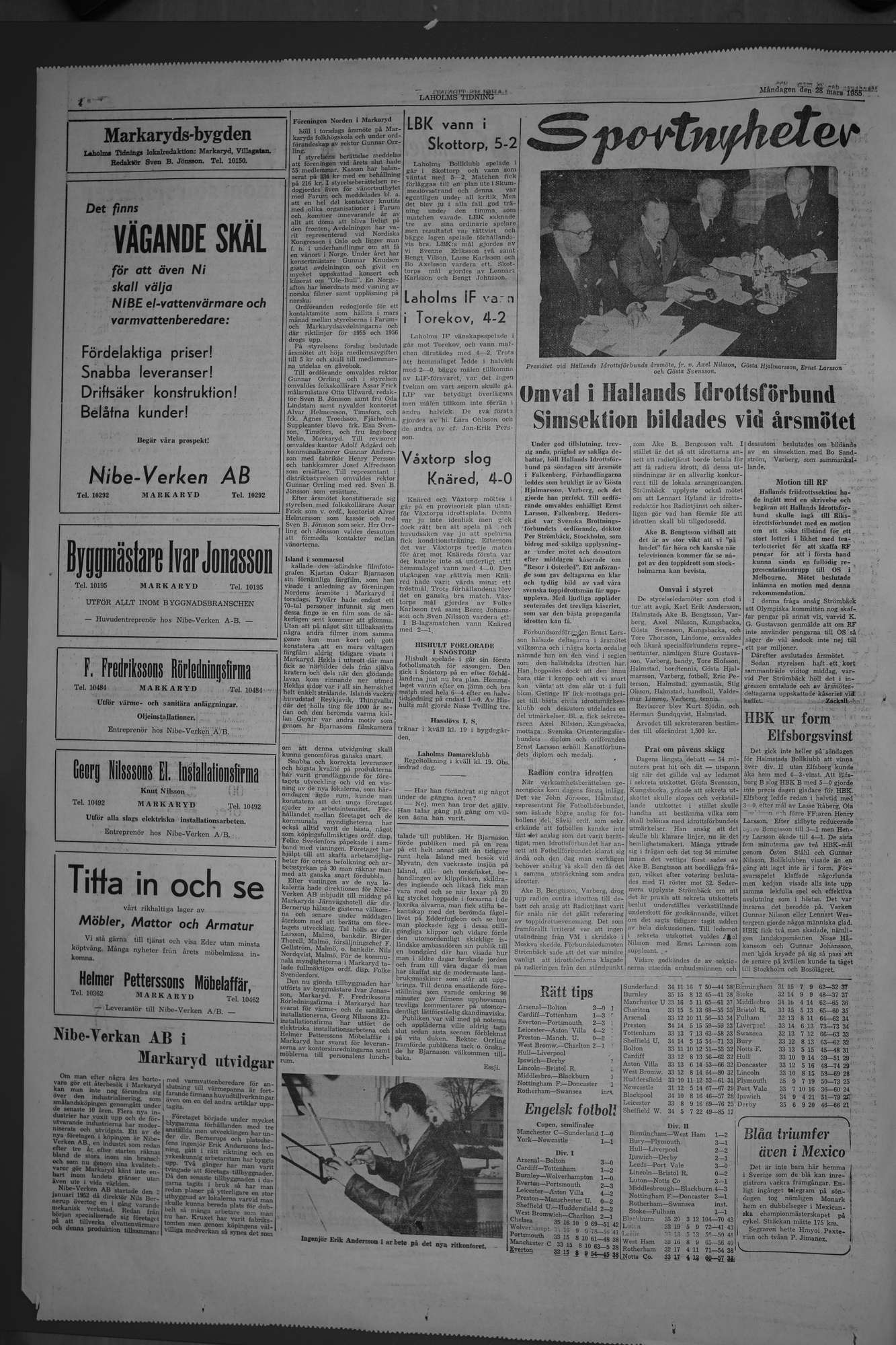 Laholms Tidning Måndag 28 mars 1955, sida 4