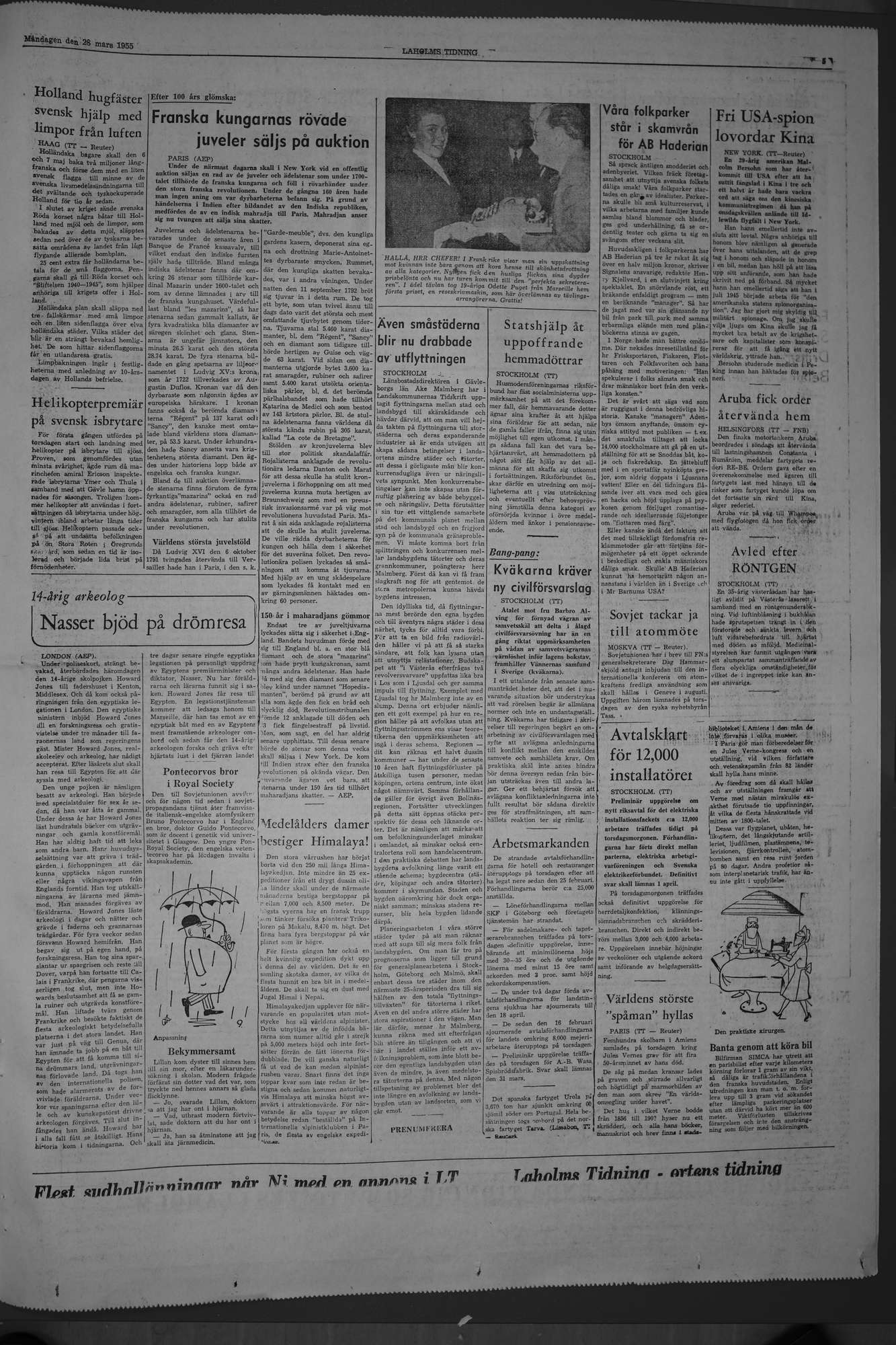 Laholms Tidning Måndag 28 mars 1955, sida 5