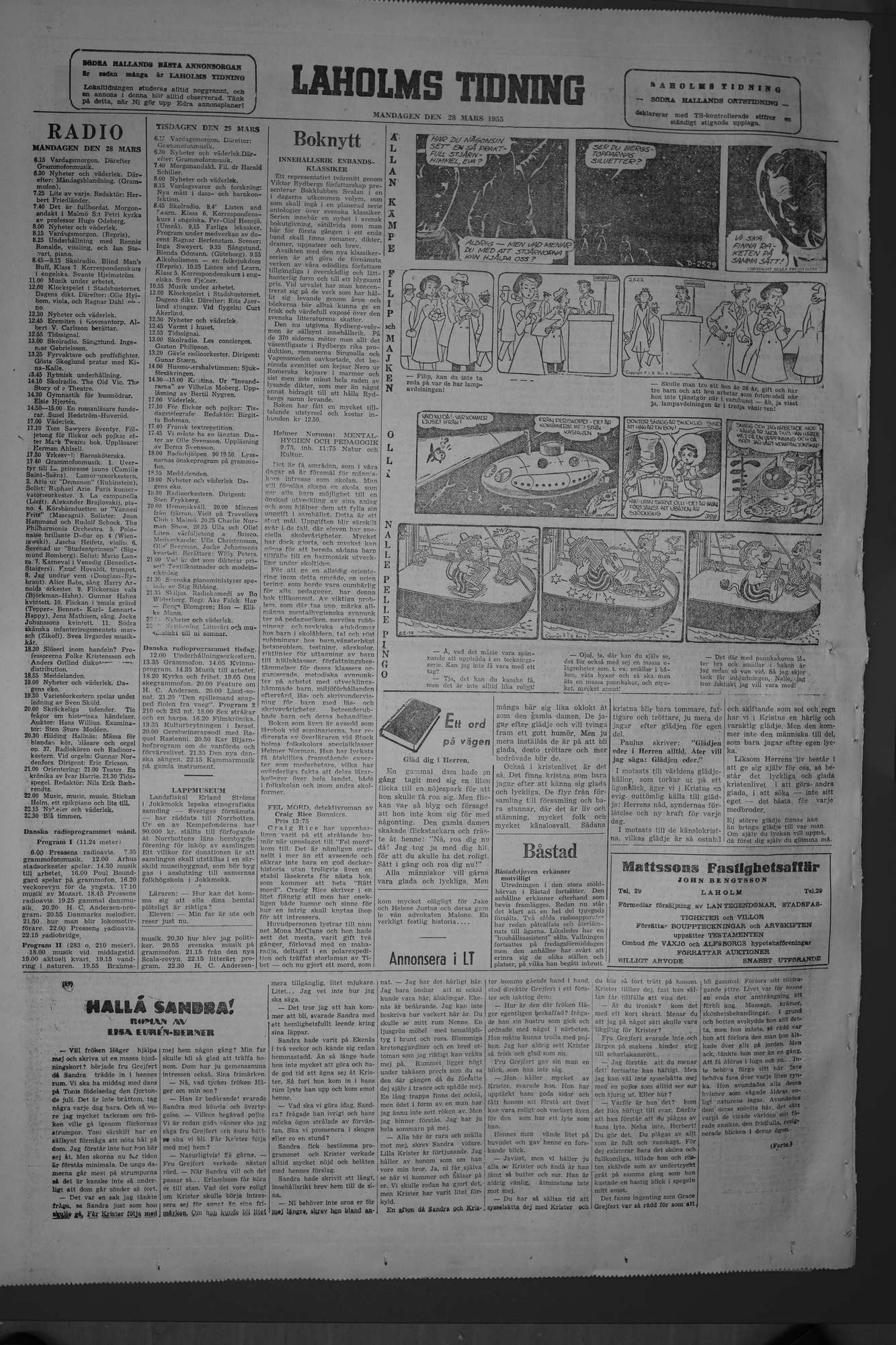 Laholms Tidning Måndag 28 mars 1955, sida 8