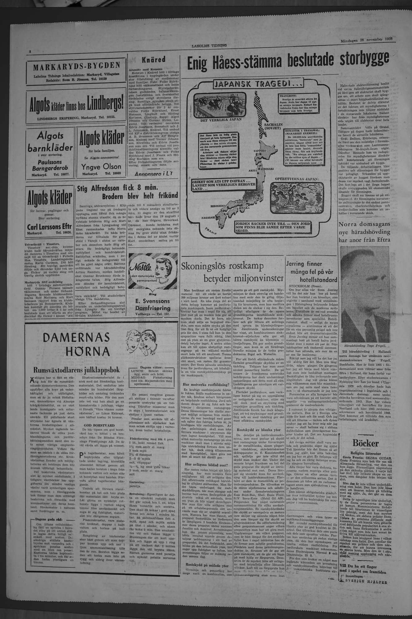 Laholms Tidning Måndag 28 november 1955, sida 4
