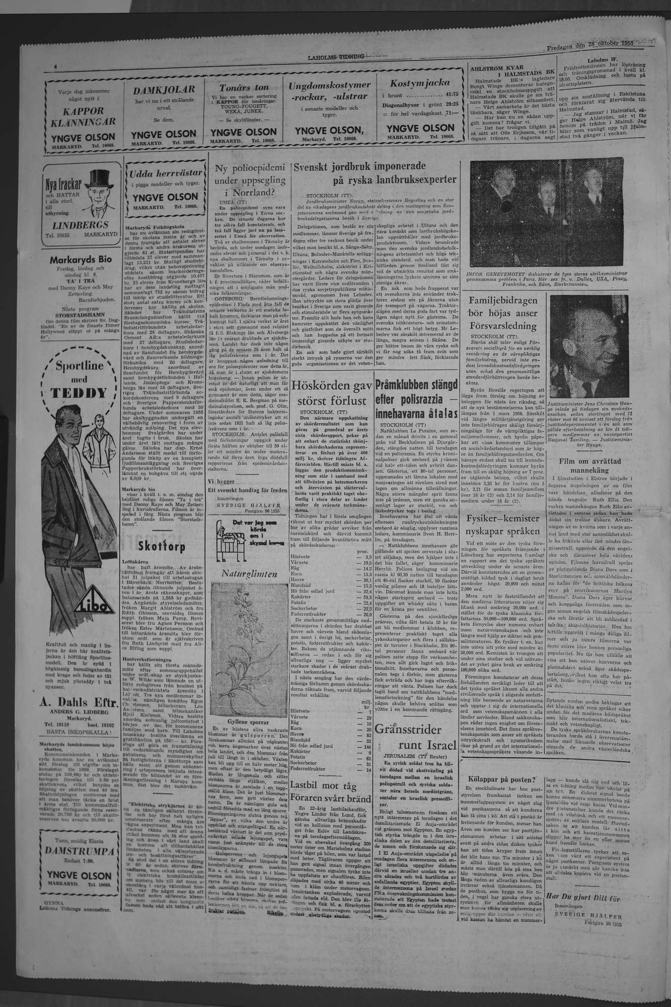 Laholms Tidning Fredag 28 oktober 1955, sida 4