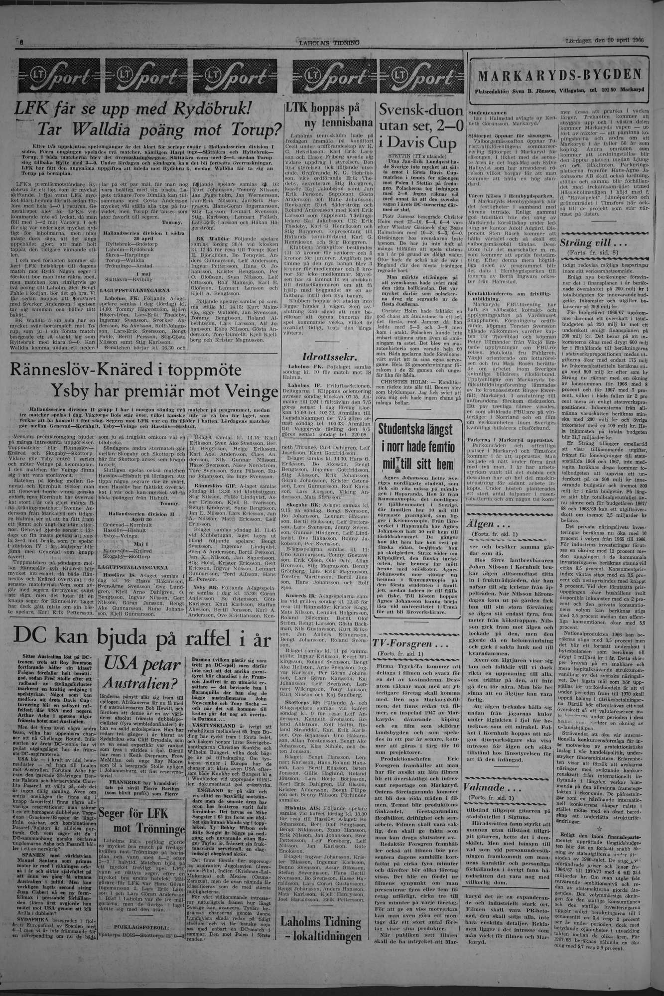 Laholms Tidning Lördag 30 april 1966, sida 6