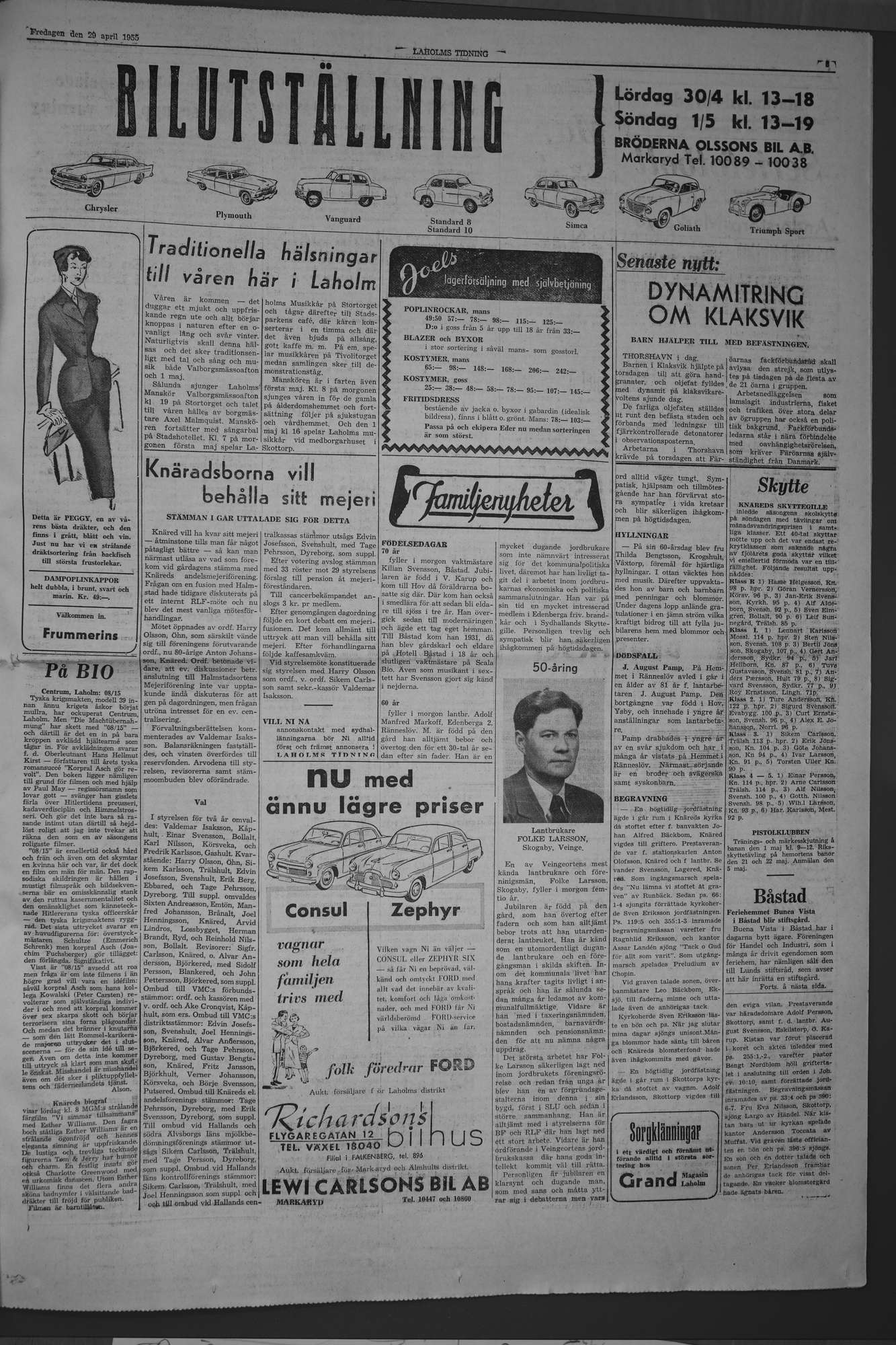 Laholms Tidning Fredag 29 april 1955, sida 3