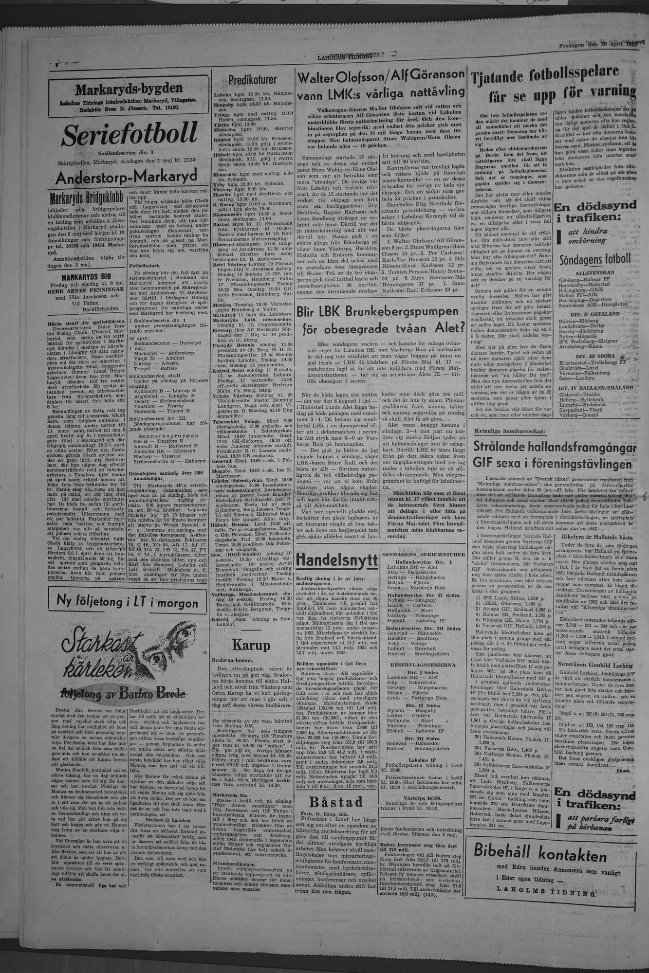 Laholms Tidning Fredag 29 april 1955, sida 4