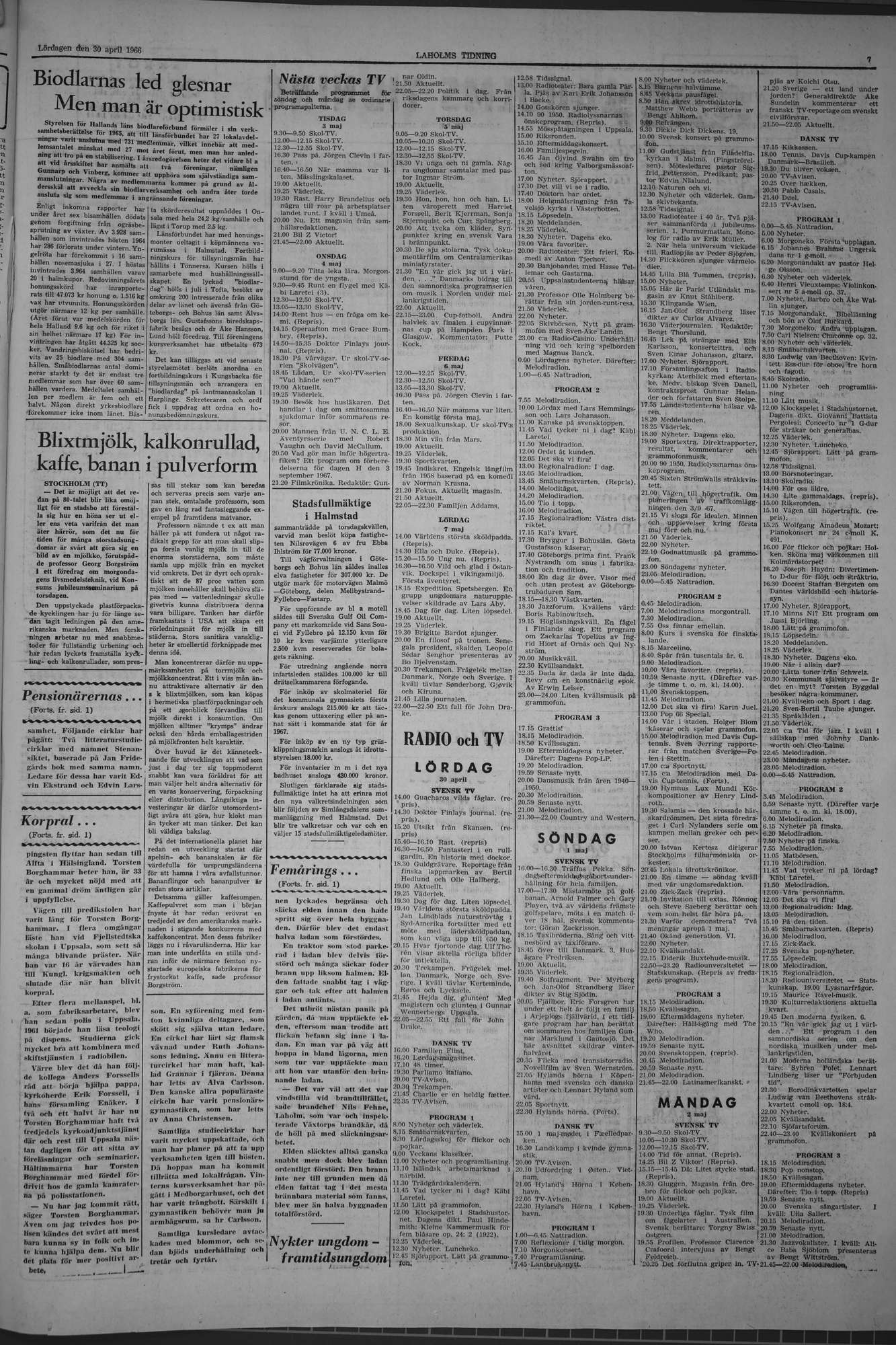 Laholms Tidning Lördag 30 april 1966, sida 7