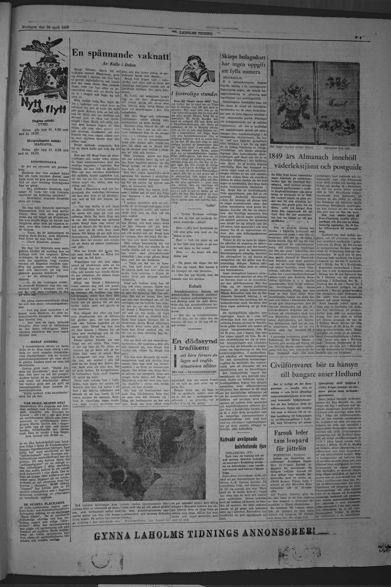 Laholms Tidning Fredag 29 april 1955, sida 7