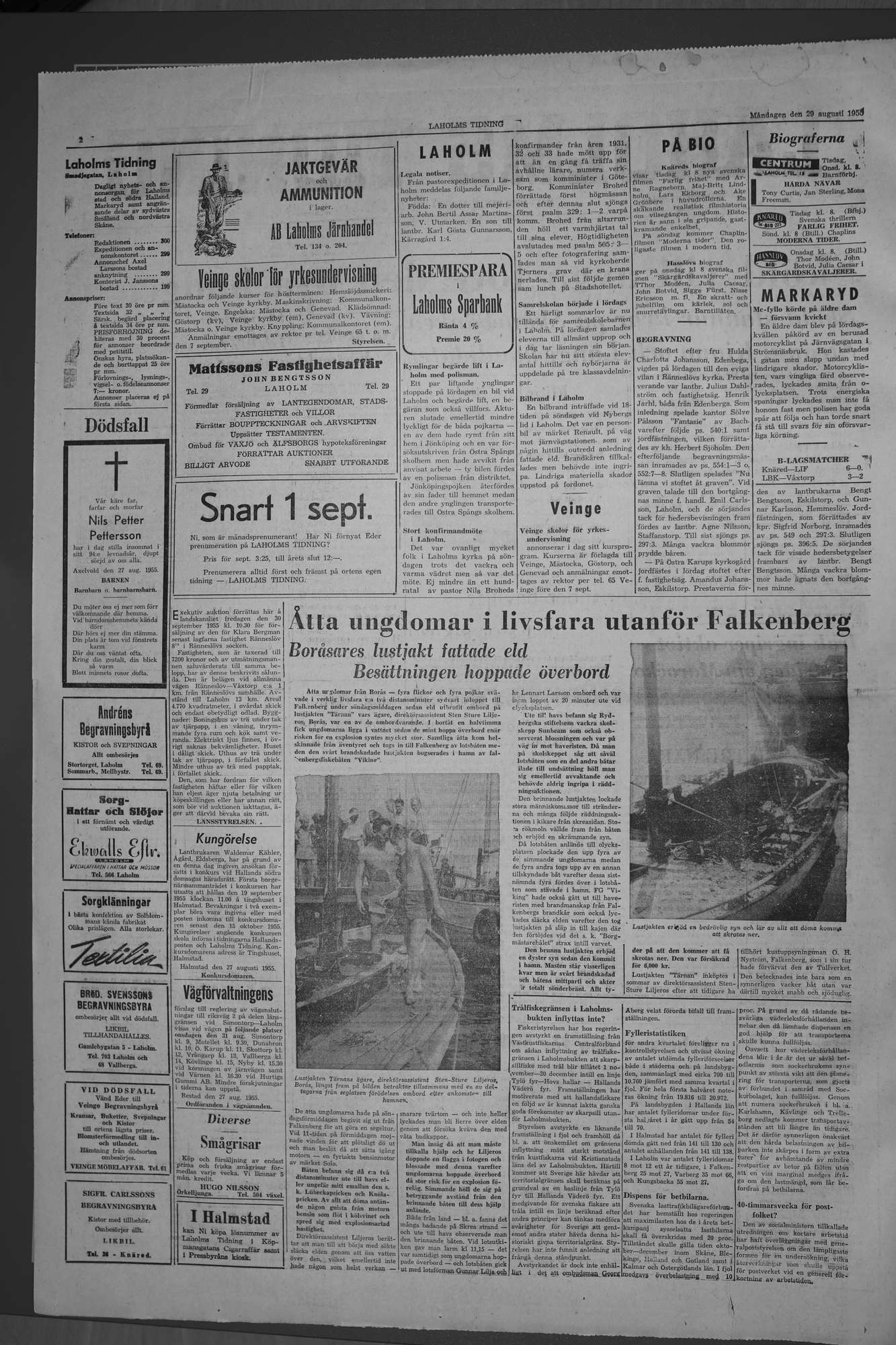 Laholms Tidning Måndag 29 augusti 1955, sida 2