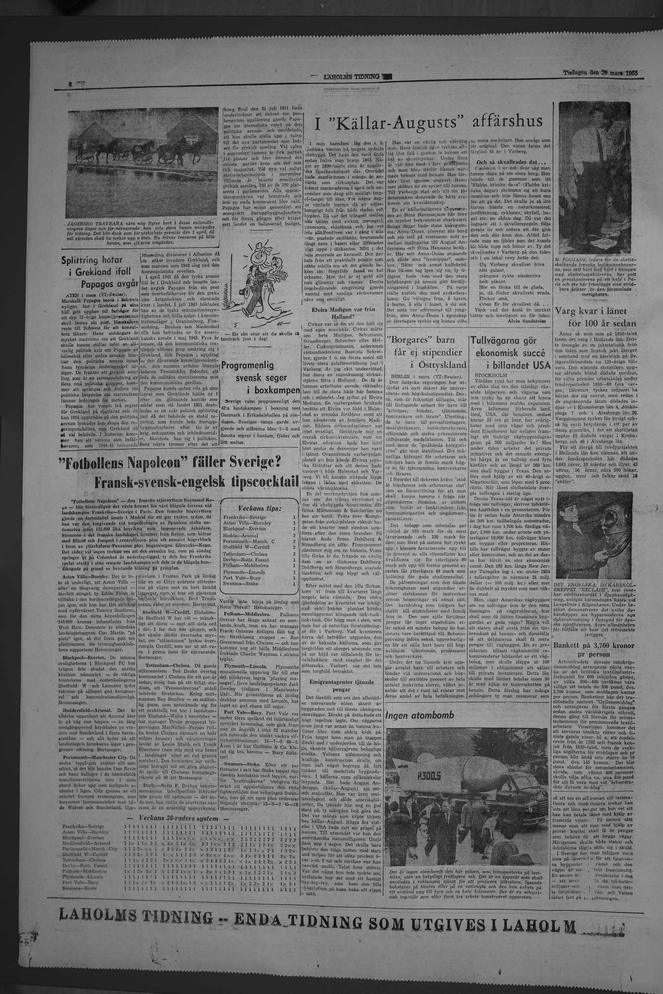Laholms Tidning Tisdag 29 mars 1955, sida 6