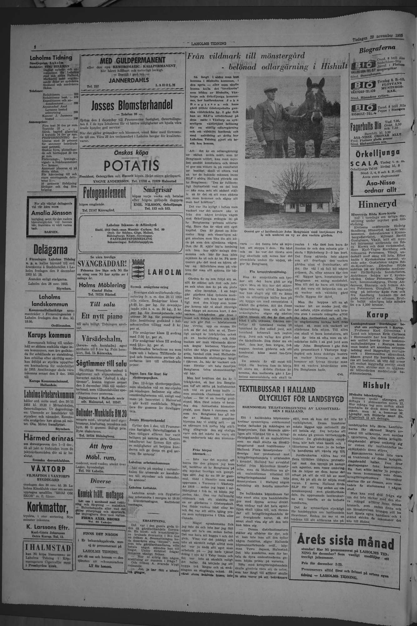 Laholms Tidning Tisdag 29 november 1955, sida 2