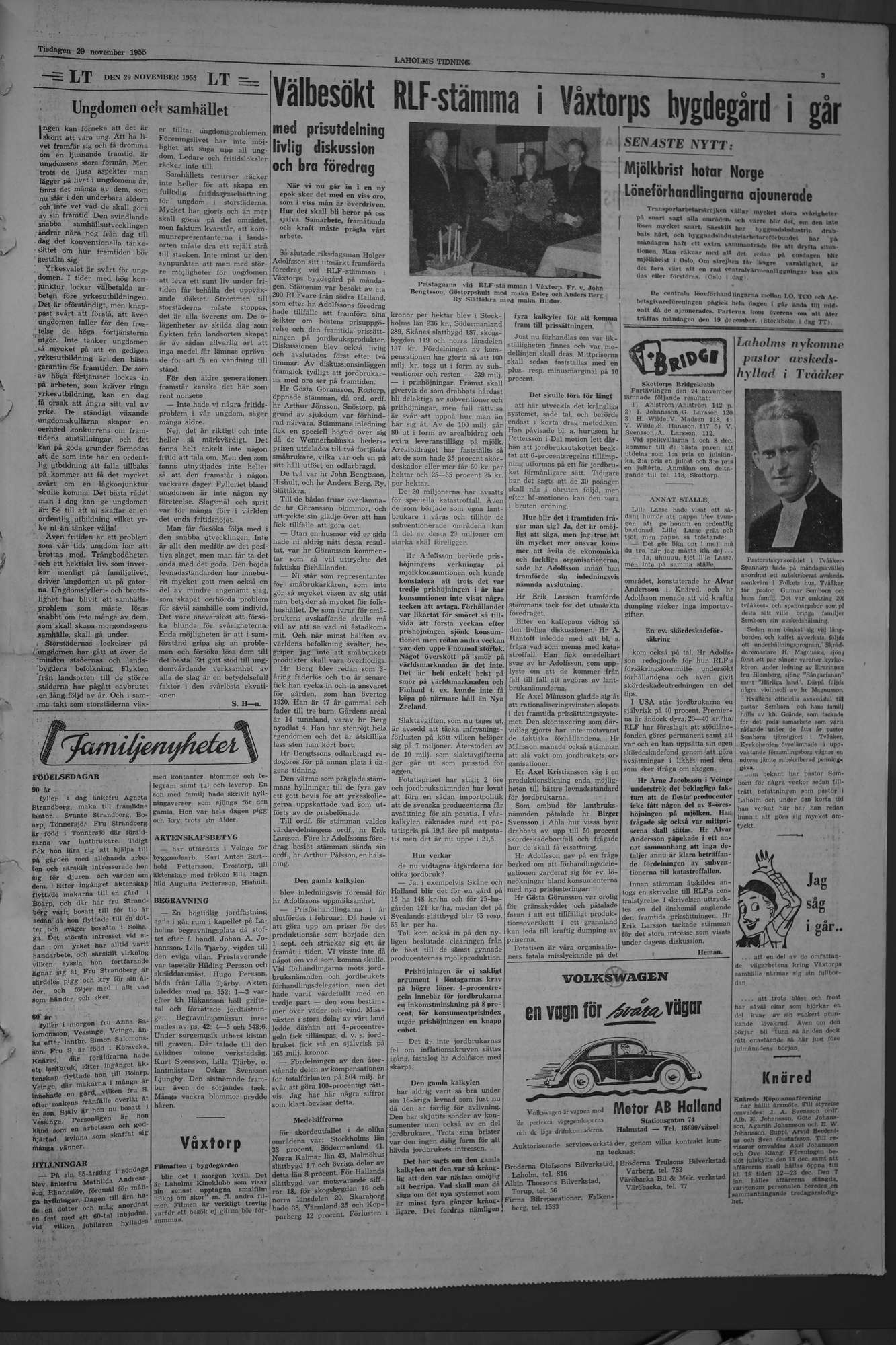 Laholms Tidning Tisdag 29 november 1955, sida 3