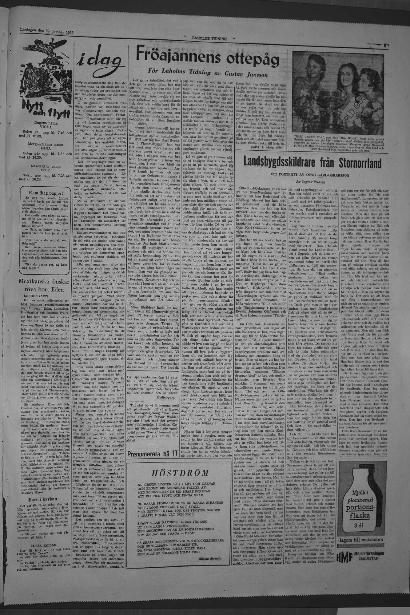 Laholms Tidning Lördag 29 oktober 1955, sida 7