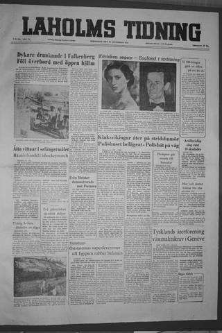 Förstasidan, Torsdag 29 september 1955