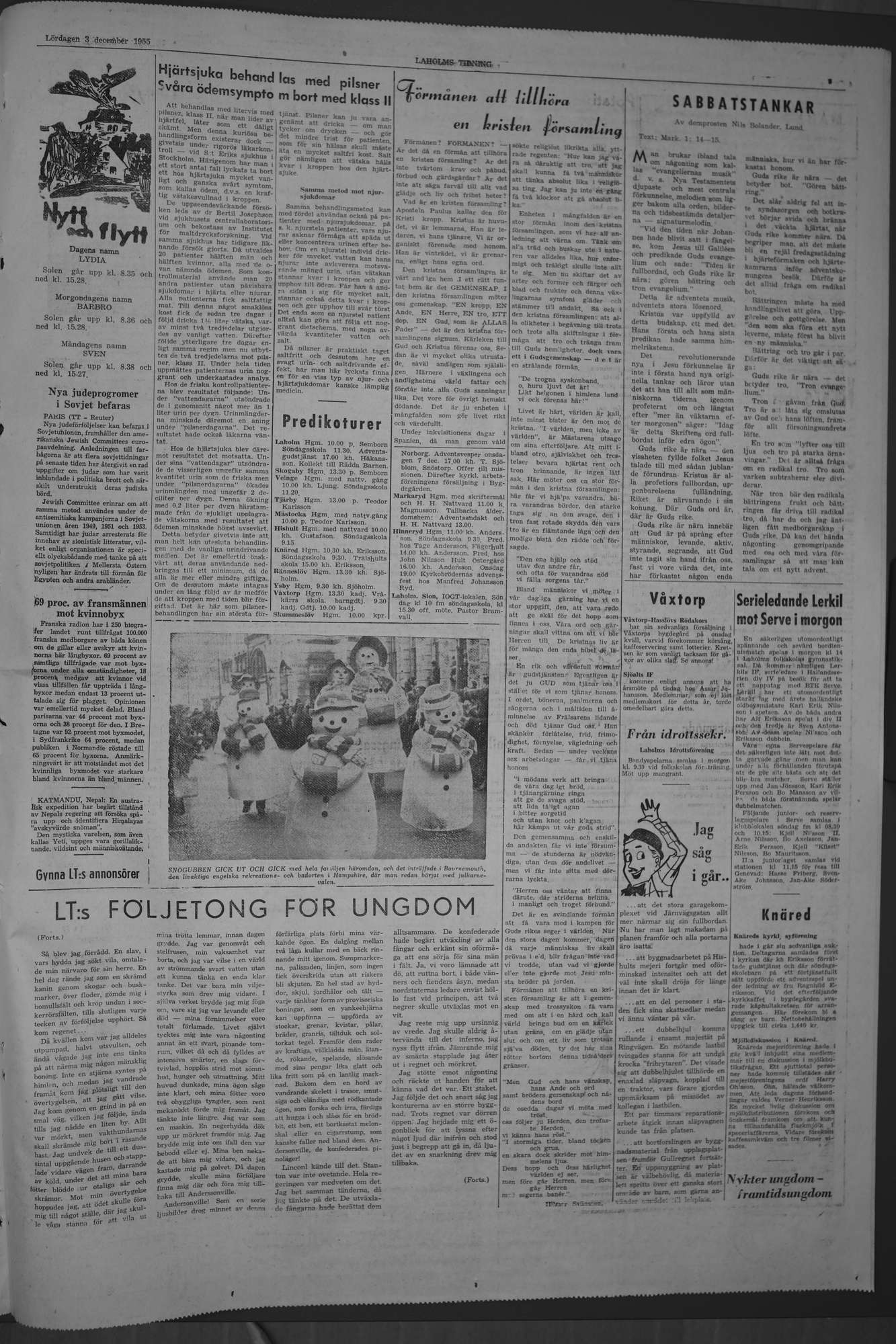 Laholms Tidning Lördag 3 december 1955, sida 5
