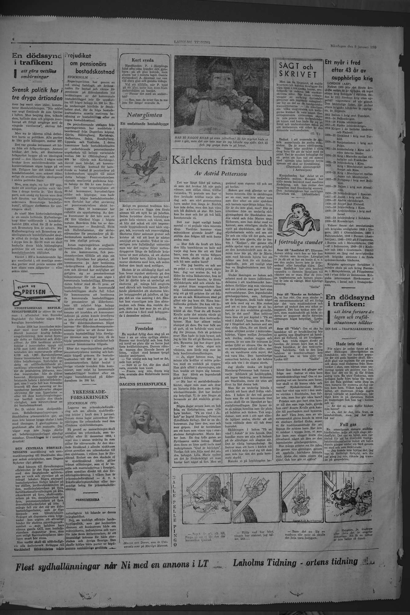 Laholms Tidning Måndag 3 januari 1955, sida 6