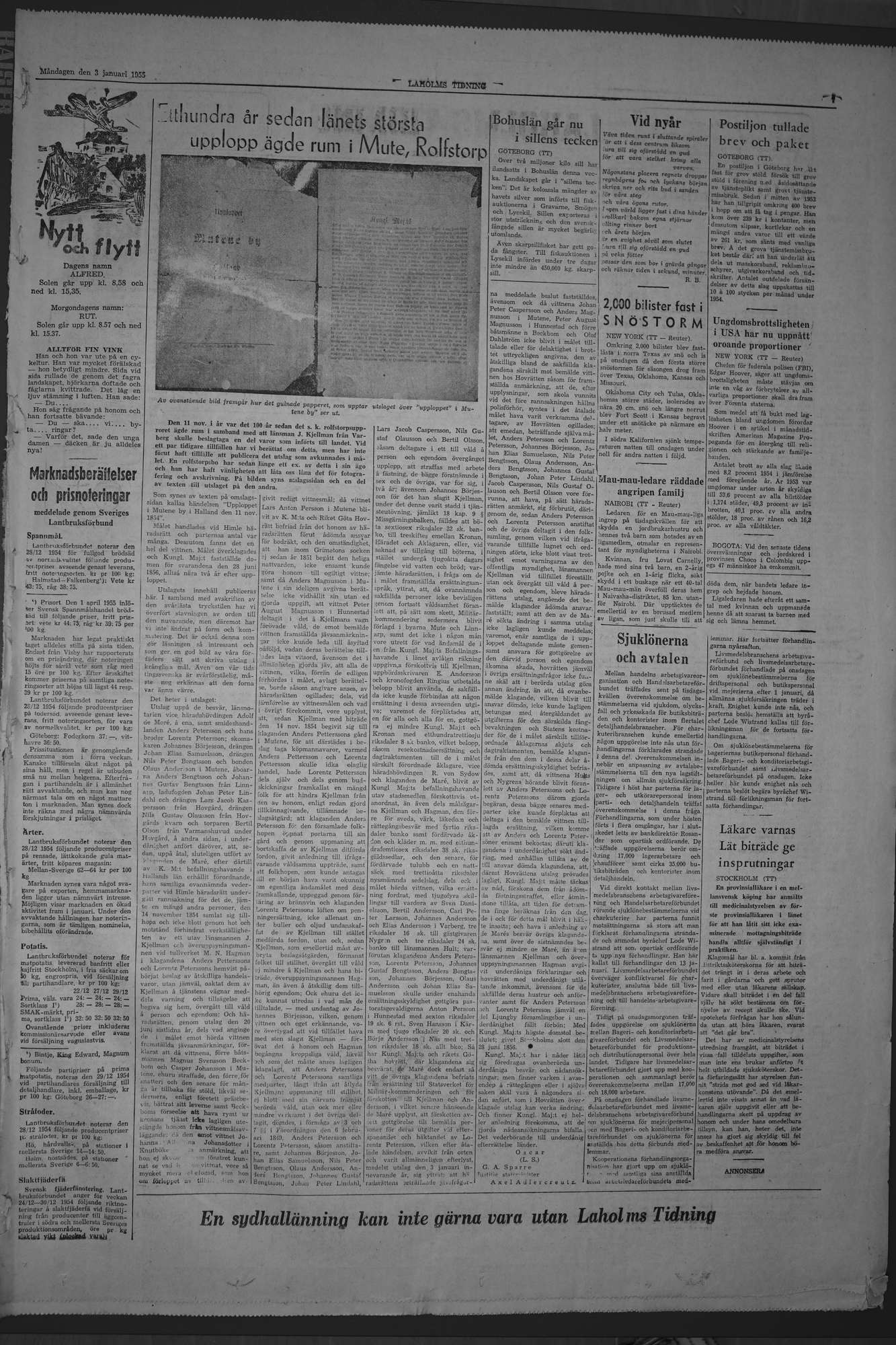 Laholms Tidning Måndag 3 januari 1955, sida 7