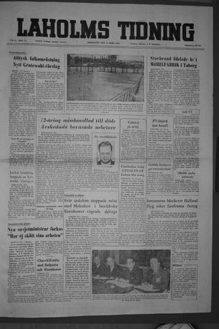 Förstasidan, Torsdag 3 mars 1955