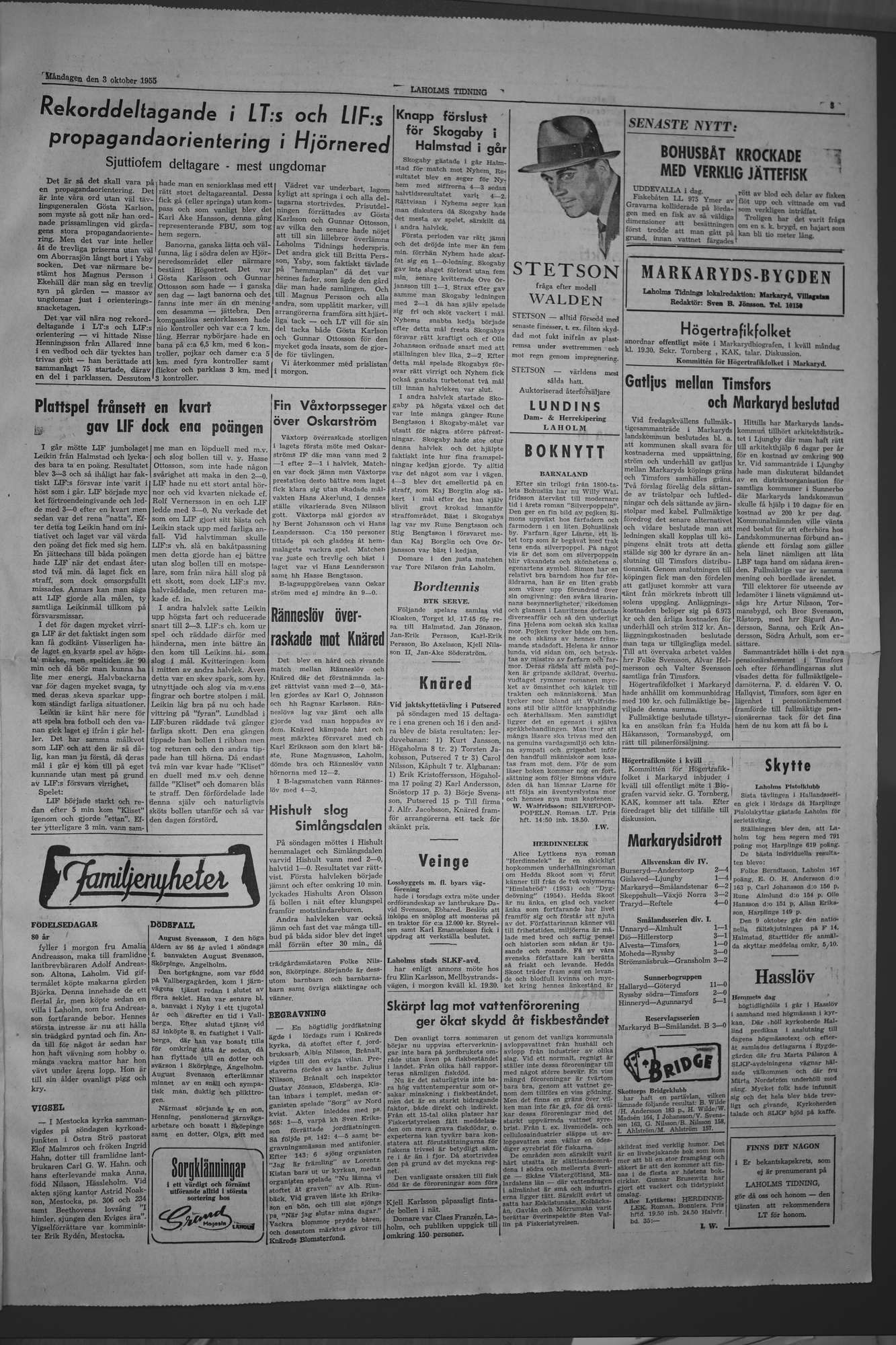 Laholms Tidning Måndag 3 oktober 1955, sida 3
