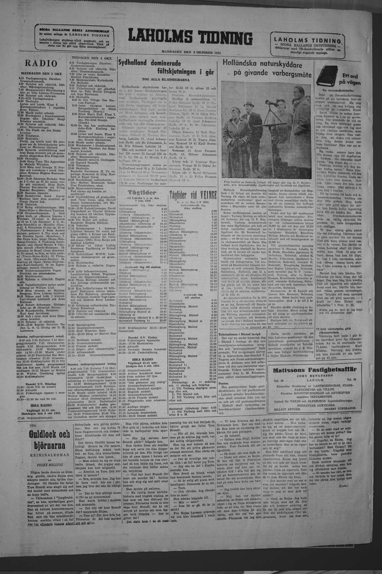 Laholms Tidning Måndag 3 oktober 1955, sida 8