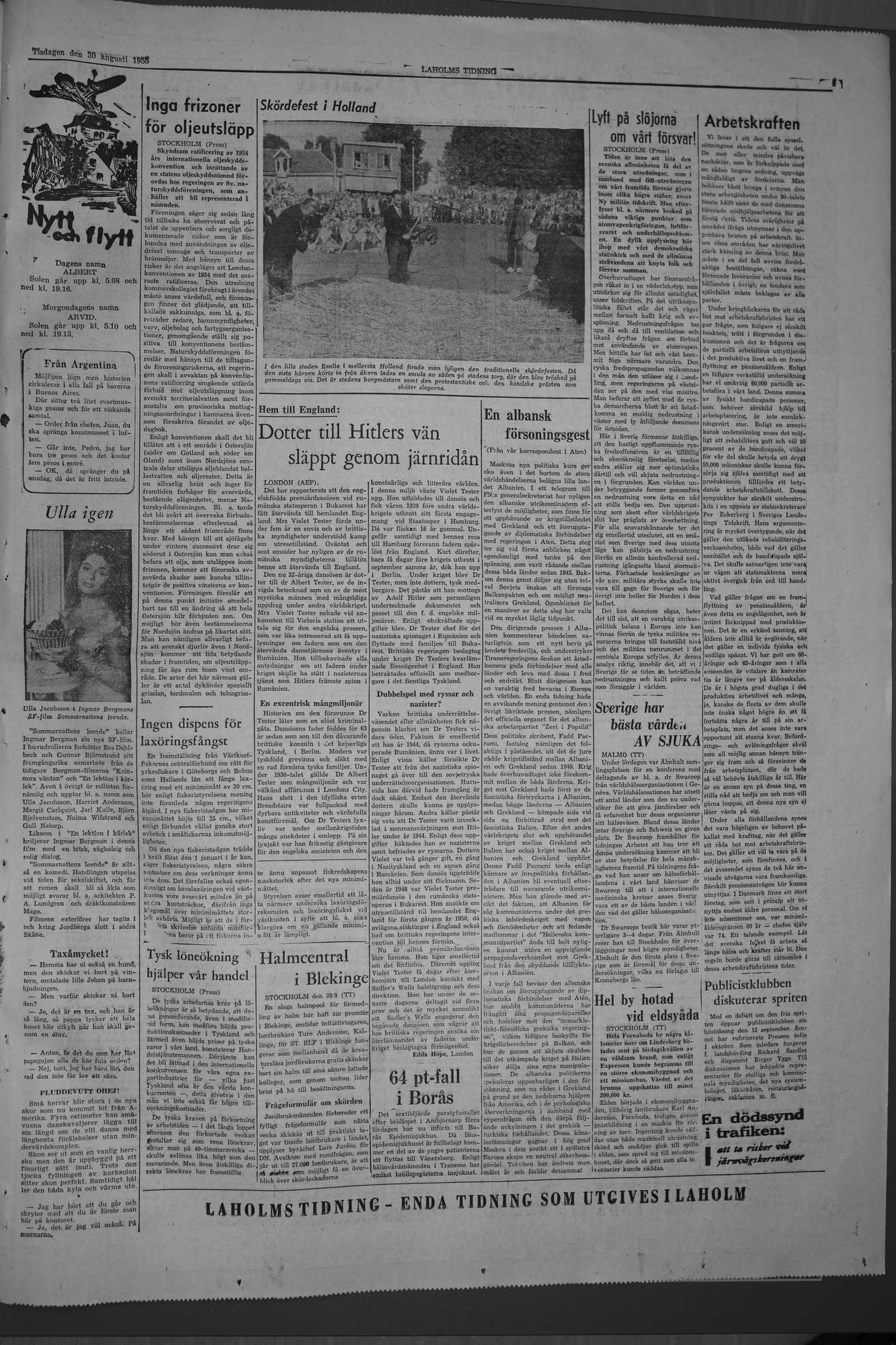 Laholms Tidning Tisdag 30 augusti 1955, sida 7