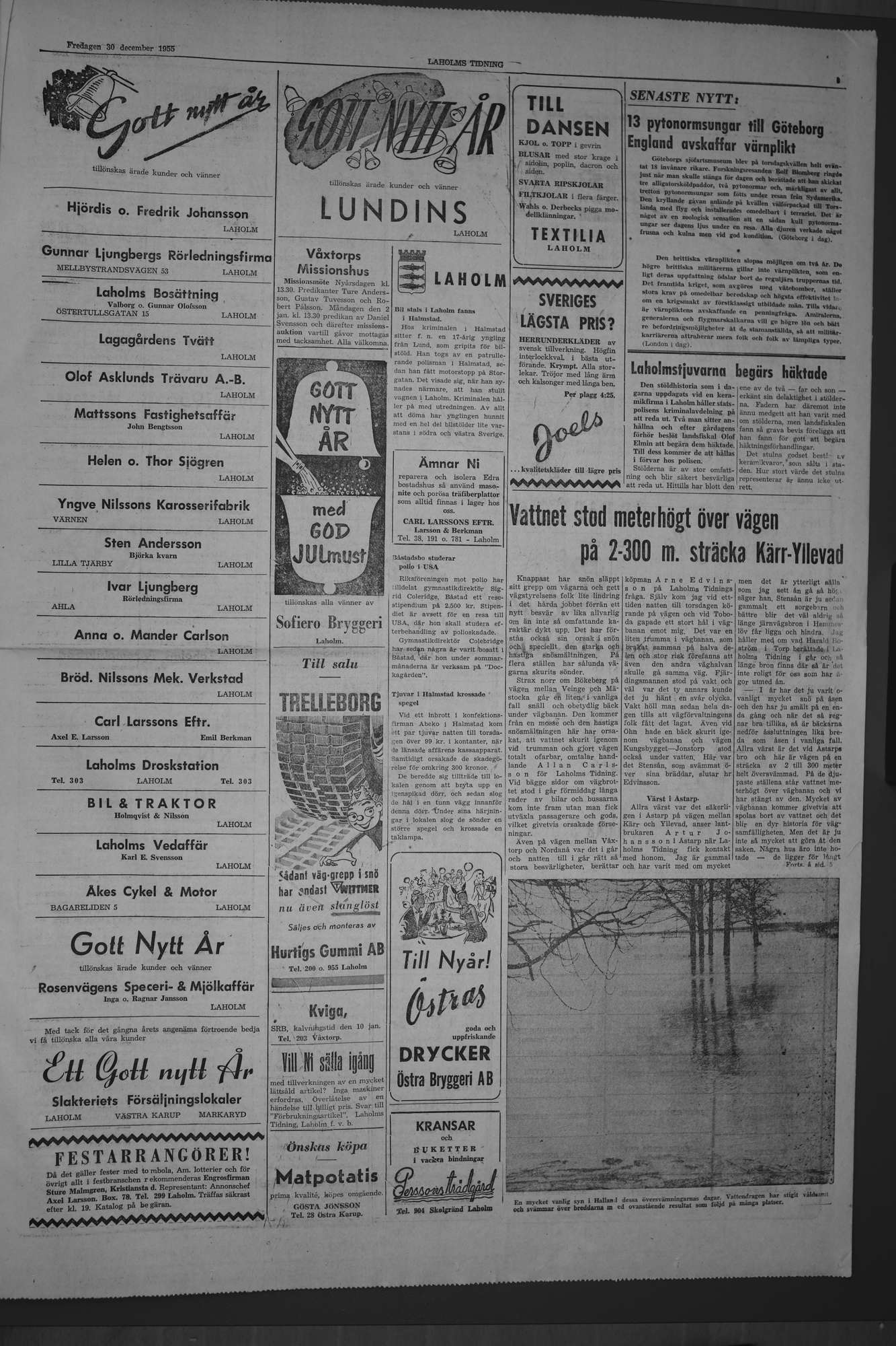 Laholms Tidning Fredag 30 december 1955, sida 3