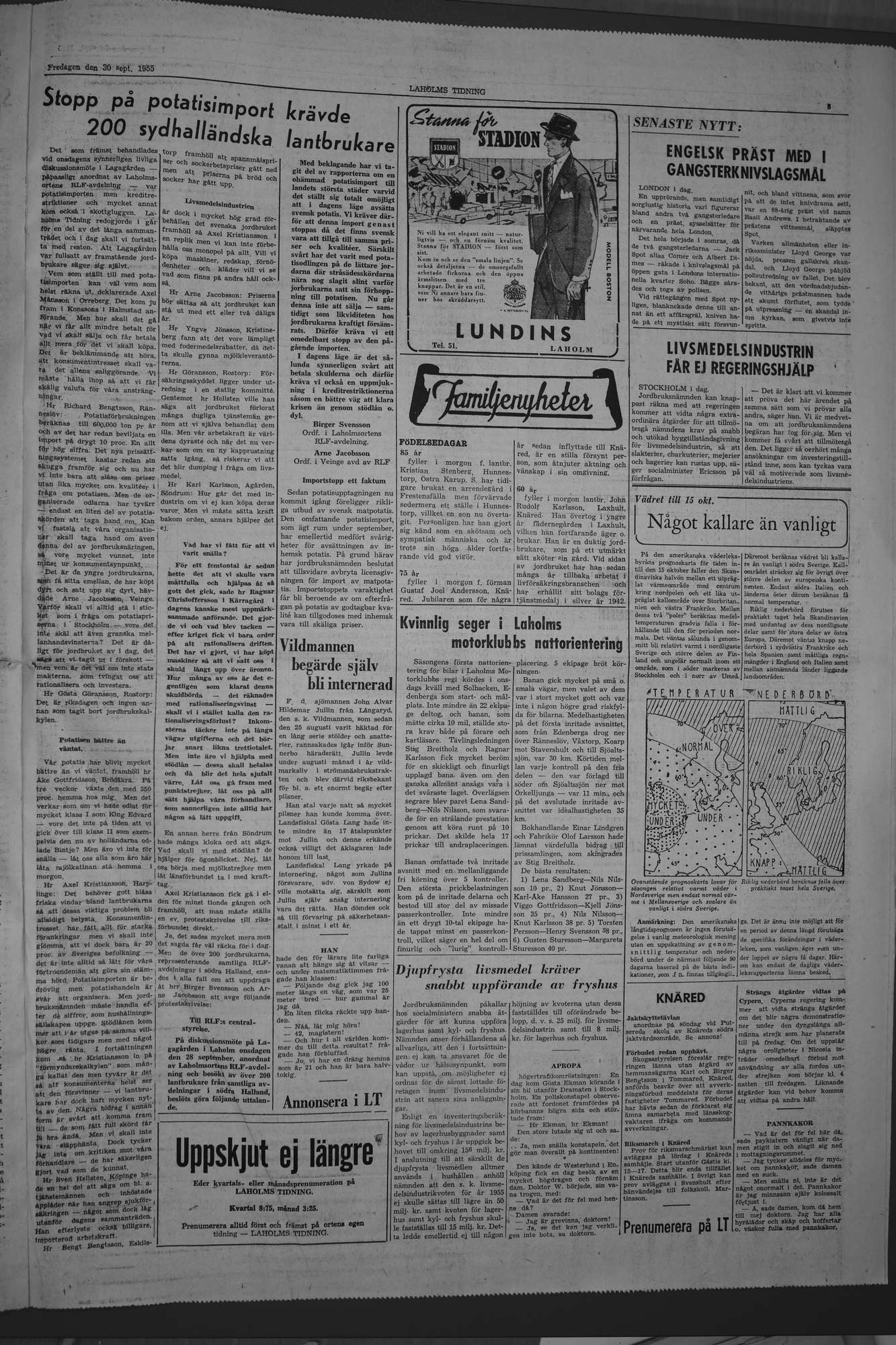 Laholms Tidning Fredag 30 september 1955, sida 3