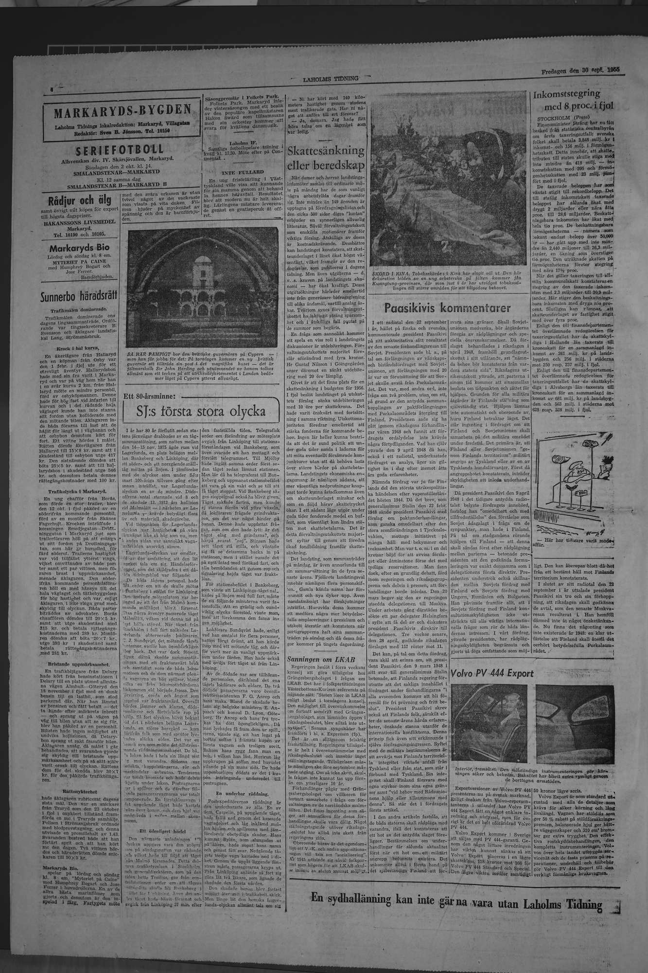 Laholms Tidning Fredag 30 september 1955, sida 4
