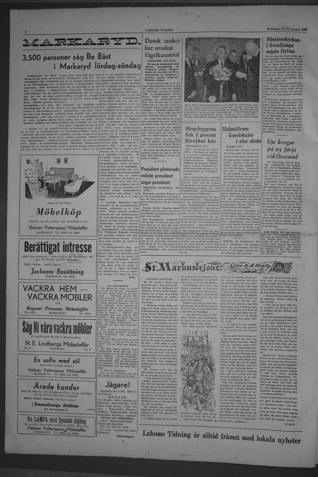 Laholms Tidning Måndag 31 januari 1955, sida 4
