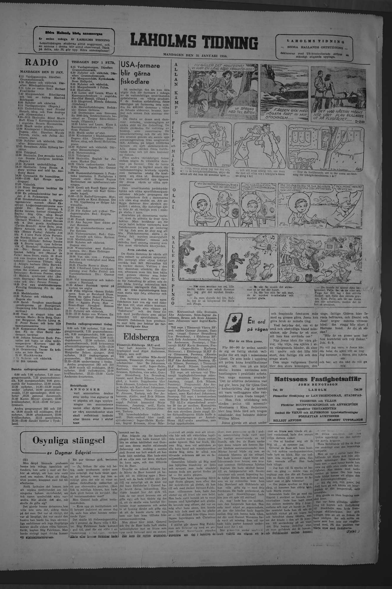 Laholms Tidning Måndag 31 januari 1955, sida 8