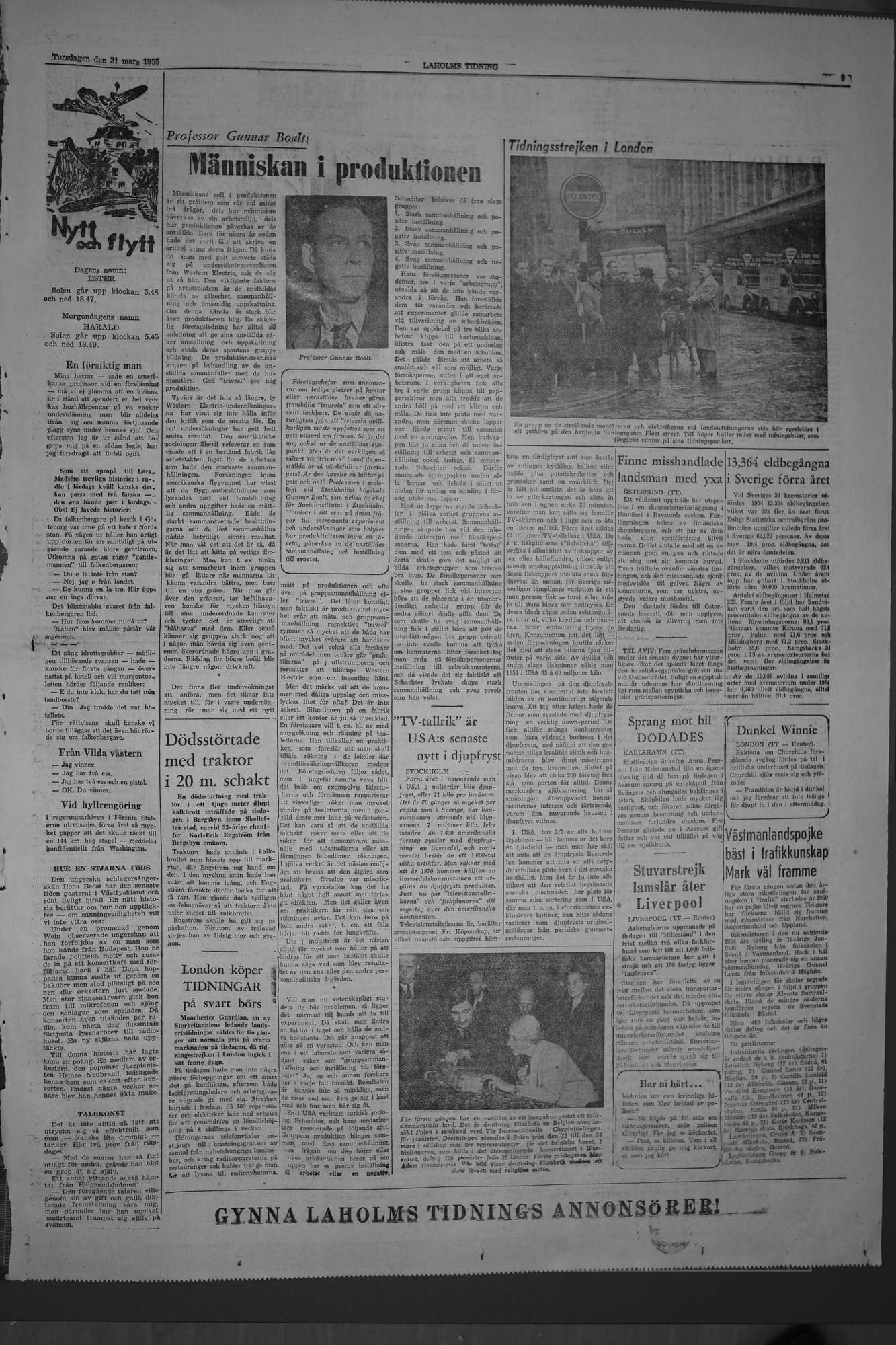 Laholms Tidning Torsdag 31 mars 1955, sida 5