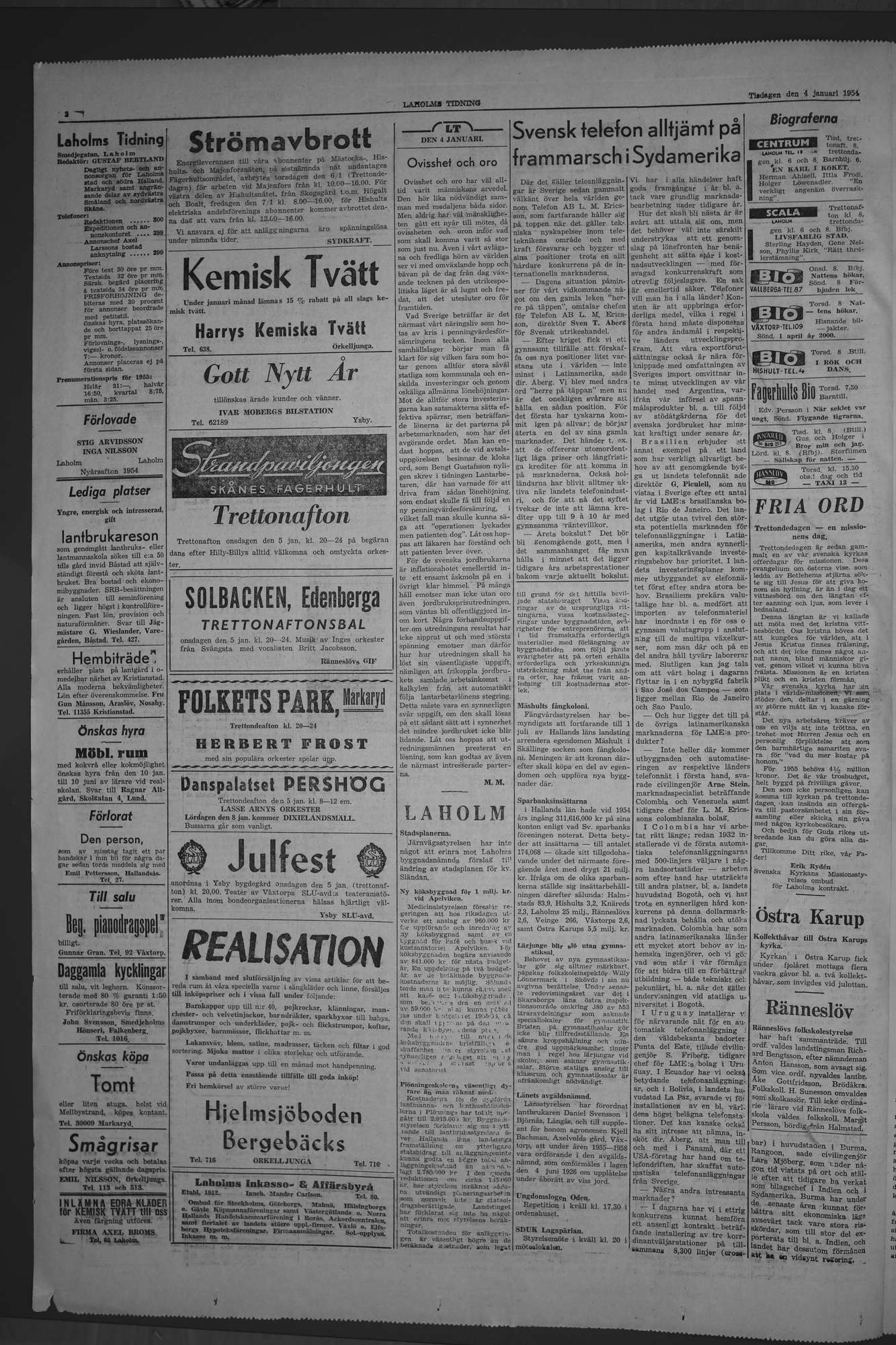 Laholms Tidning Tisdag 4 januari 1955, sida 2