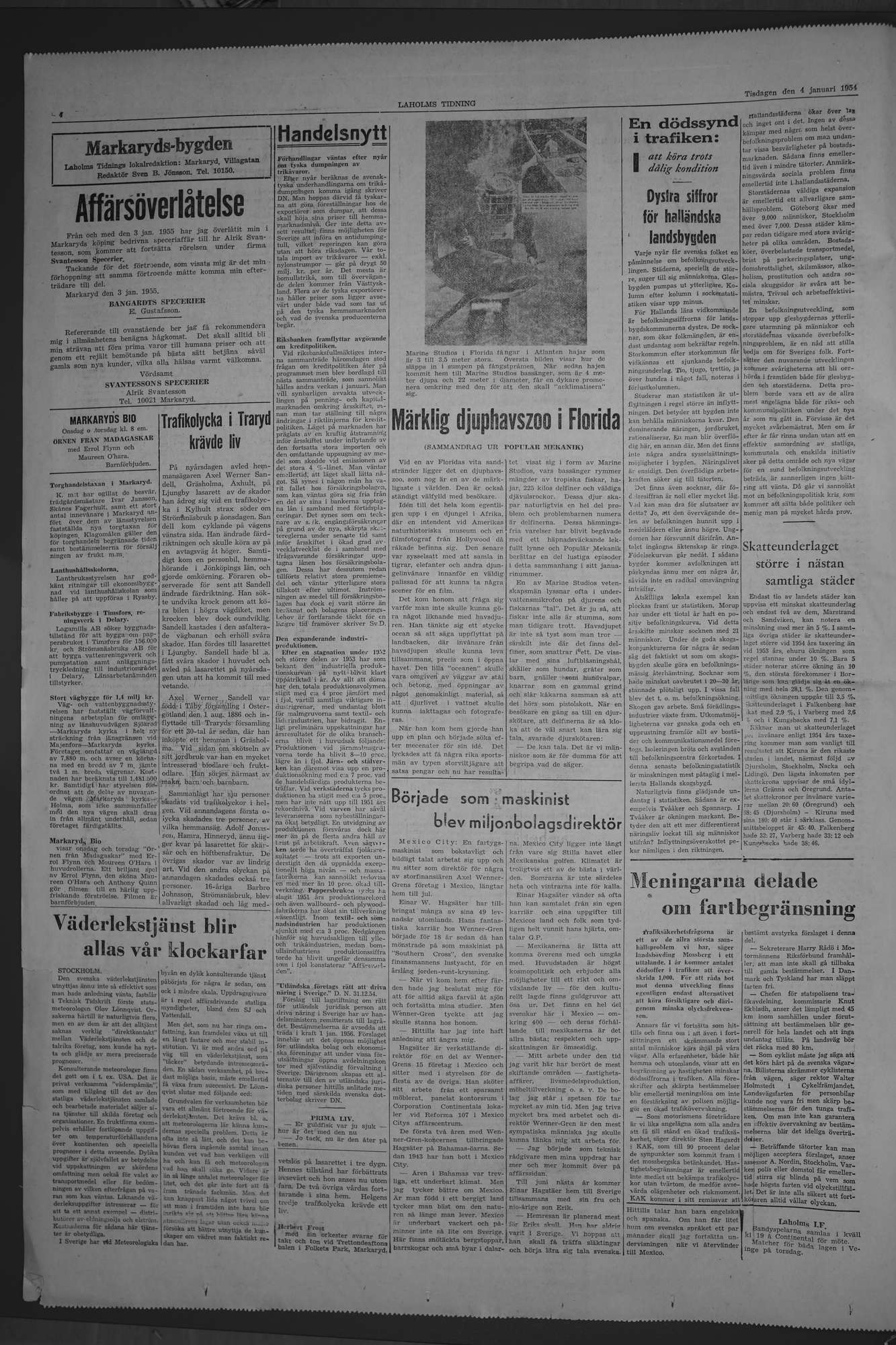 Laholms Tidning Tisdag 4 januari 1955, sida 4