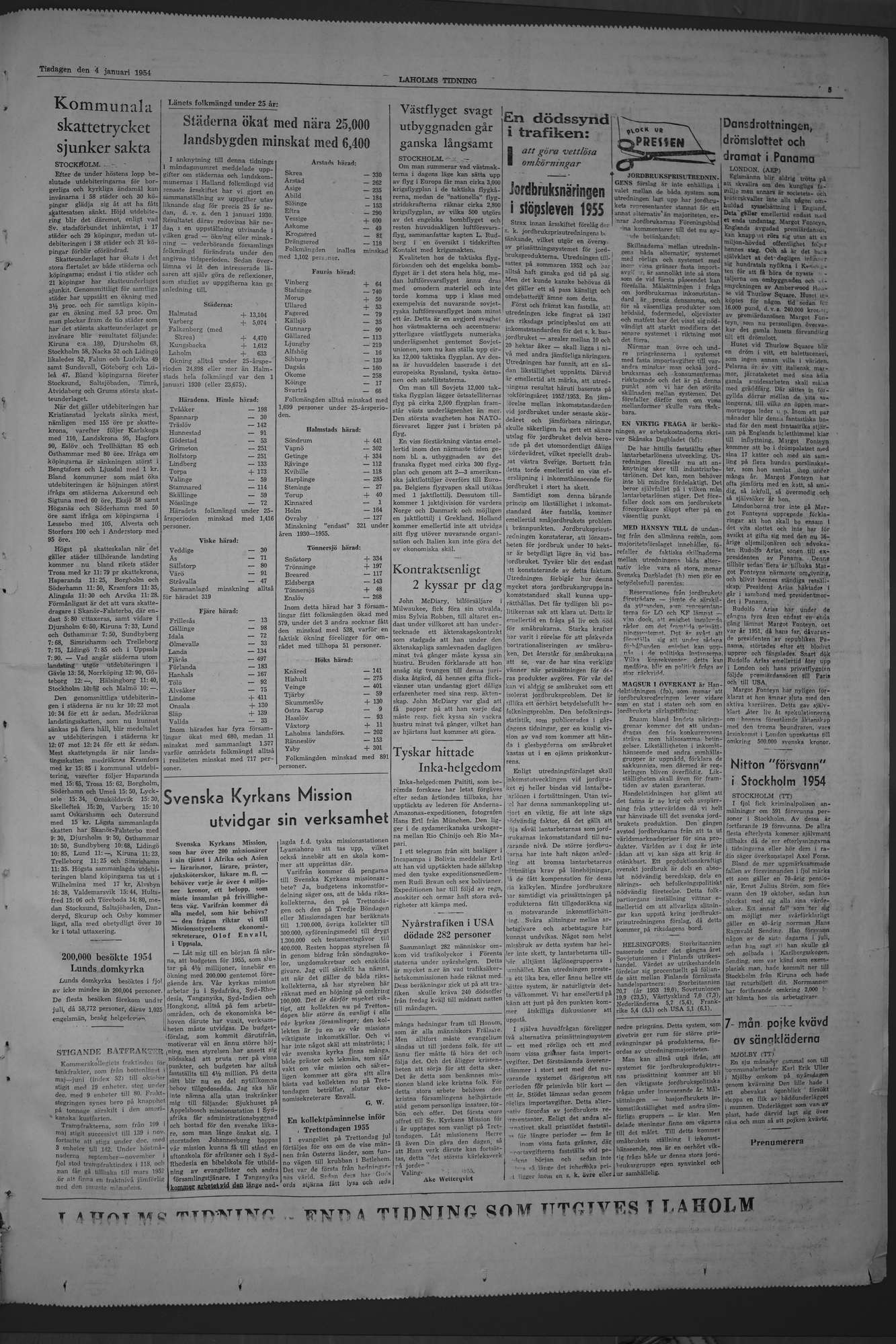 Laholms Tidning Tisdag 4 januari 1955, sida 5