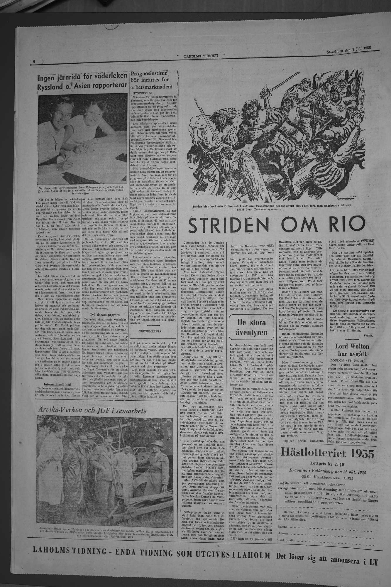 Laholms Tidning Måndag 4 juli 1955, sida 6