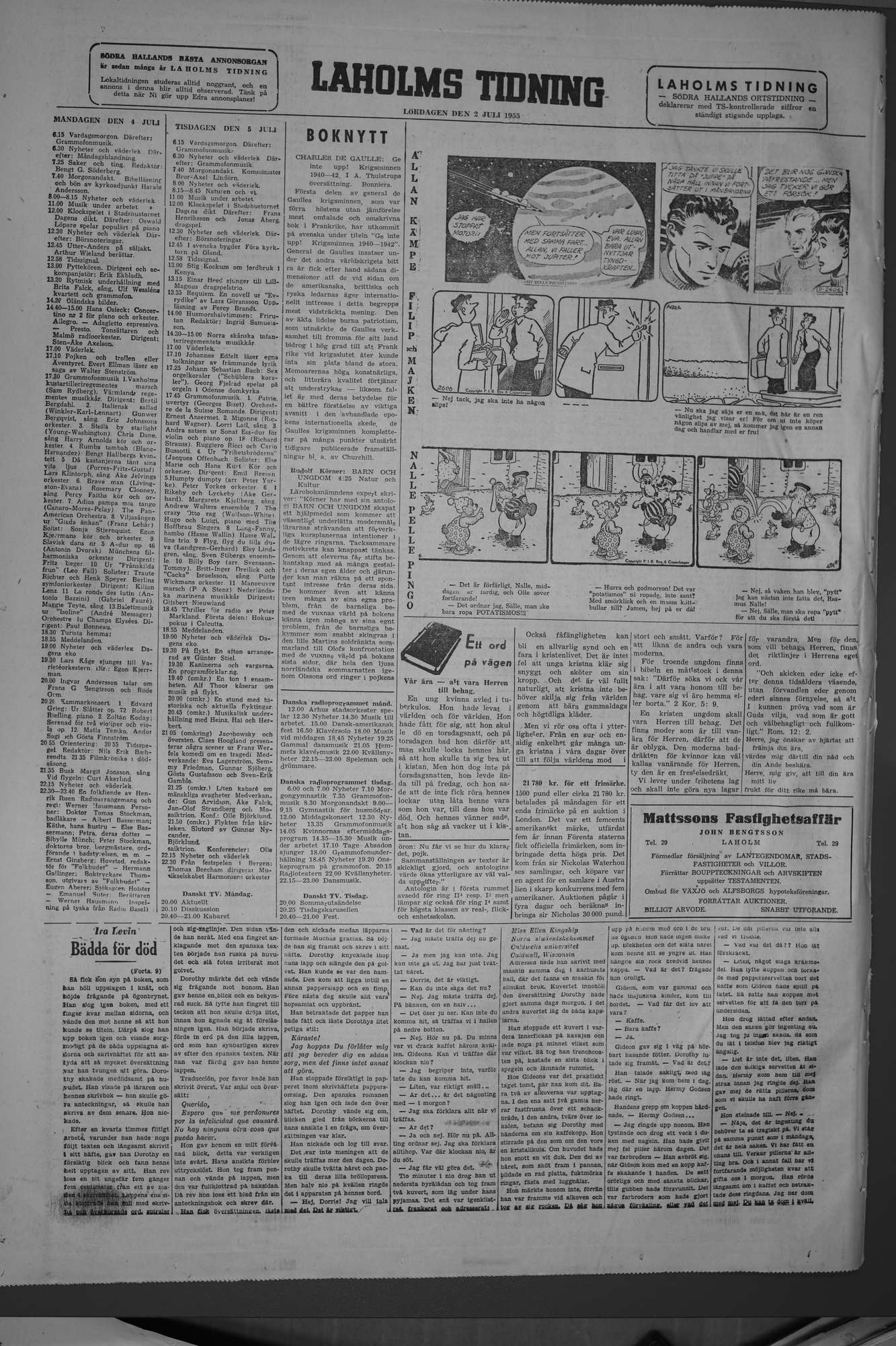 Laholms Tidning Måndag 4 juli 1955, sida 8