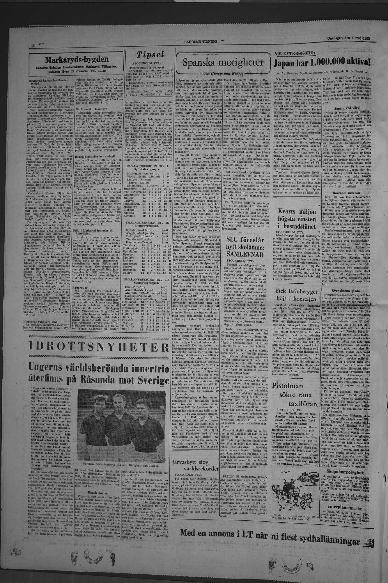 Laholms Tidning Onsdag 4 maj 1955, sida 4