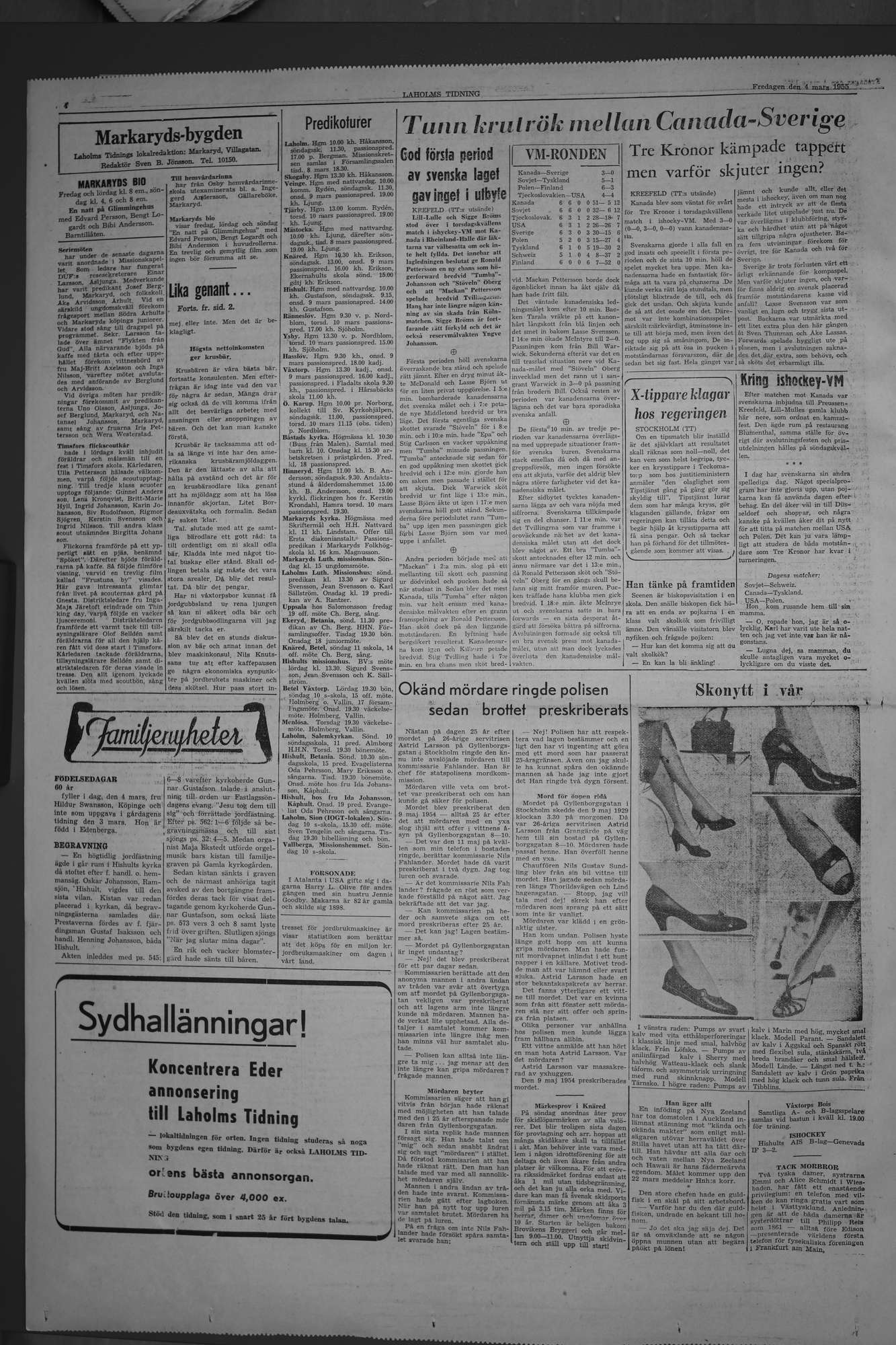 Laholms Tidning Fredag 4 mars 1955, sida 4