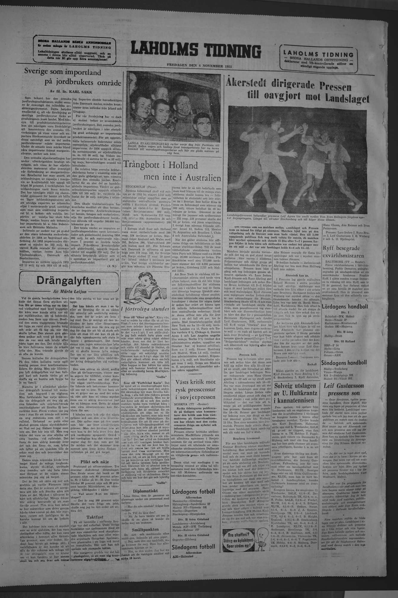 Laholms Tidning Fredag 4 november 1955, sida 8