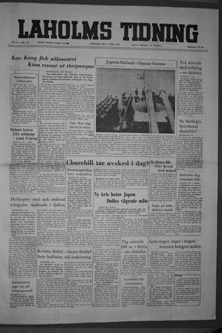 Förstasidan, Tisdag 5 april 1955