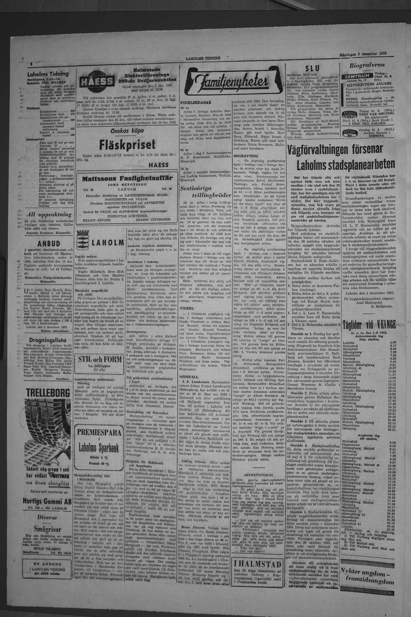 Laholms Tidning Måndag 5 december 1955, sida 2